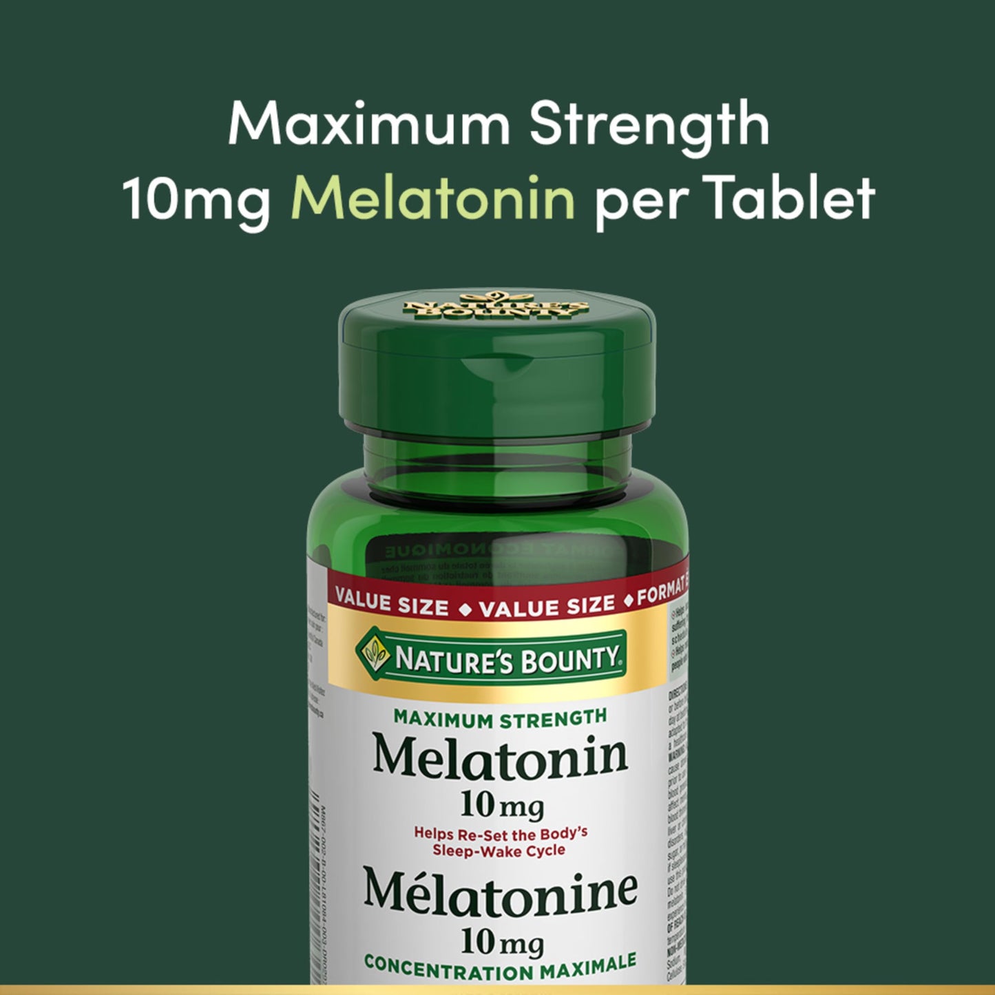NATURE'S BOUNTY Maximum Strength Melatonin, 10 mg, Value Size, Helps Reset Sleep-wake Cycle, Helps Increase Total Sleep Time, Fall Asleep Faster, Fights Jet Lag, 120 Tablets, 44 g 🍁 All In One Marketplace Canada