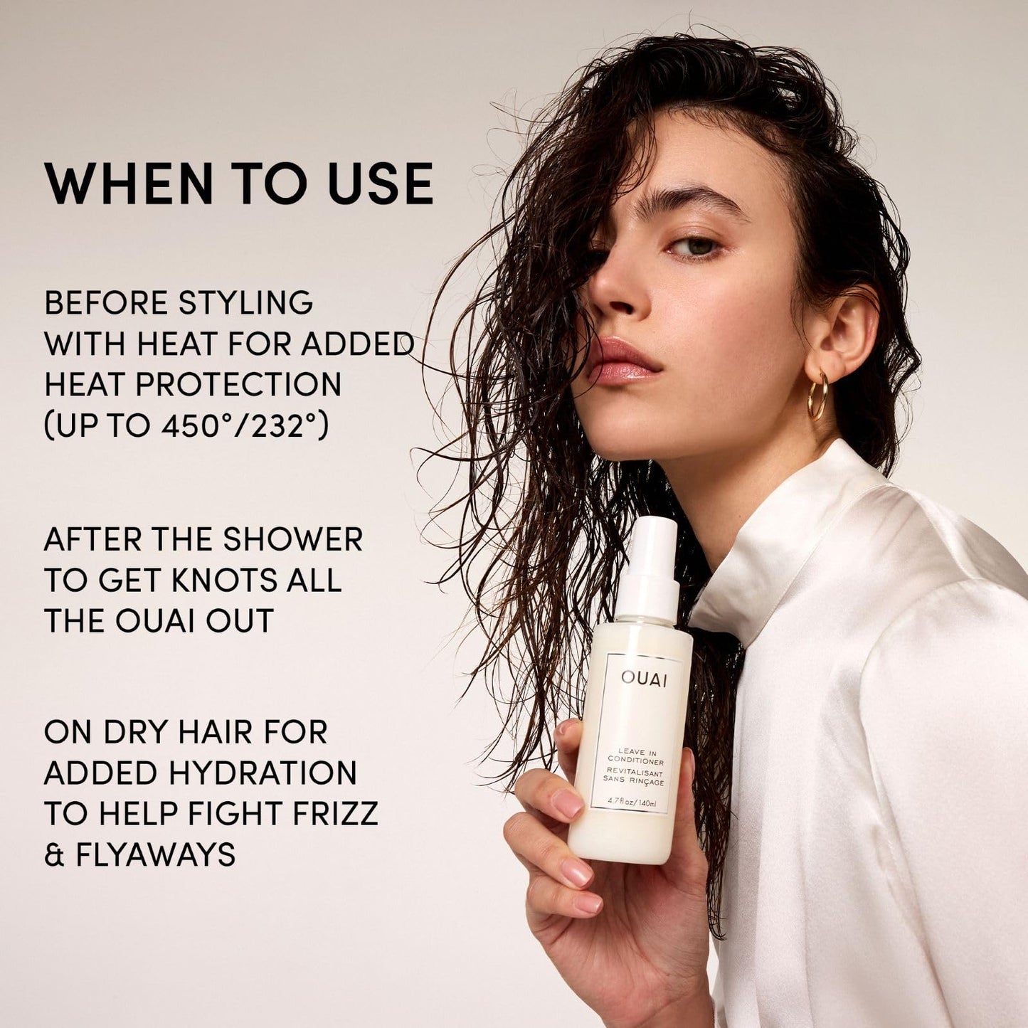 OUAI Leave In Conditioner & Heat Protectant for Hair - Prep Hair for Styling or Use as Detangling Spray to Fight Frizz & Flyaways - No Parabens, Sulfates or Phthalates (4.7 oz) 🍁 All In One Marketplace Canada