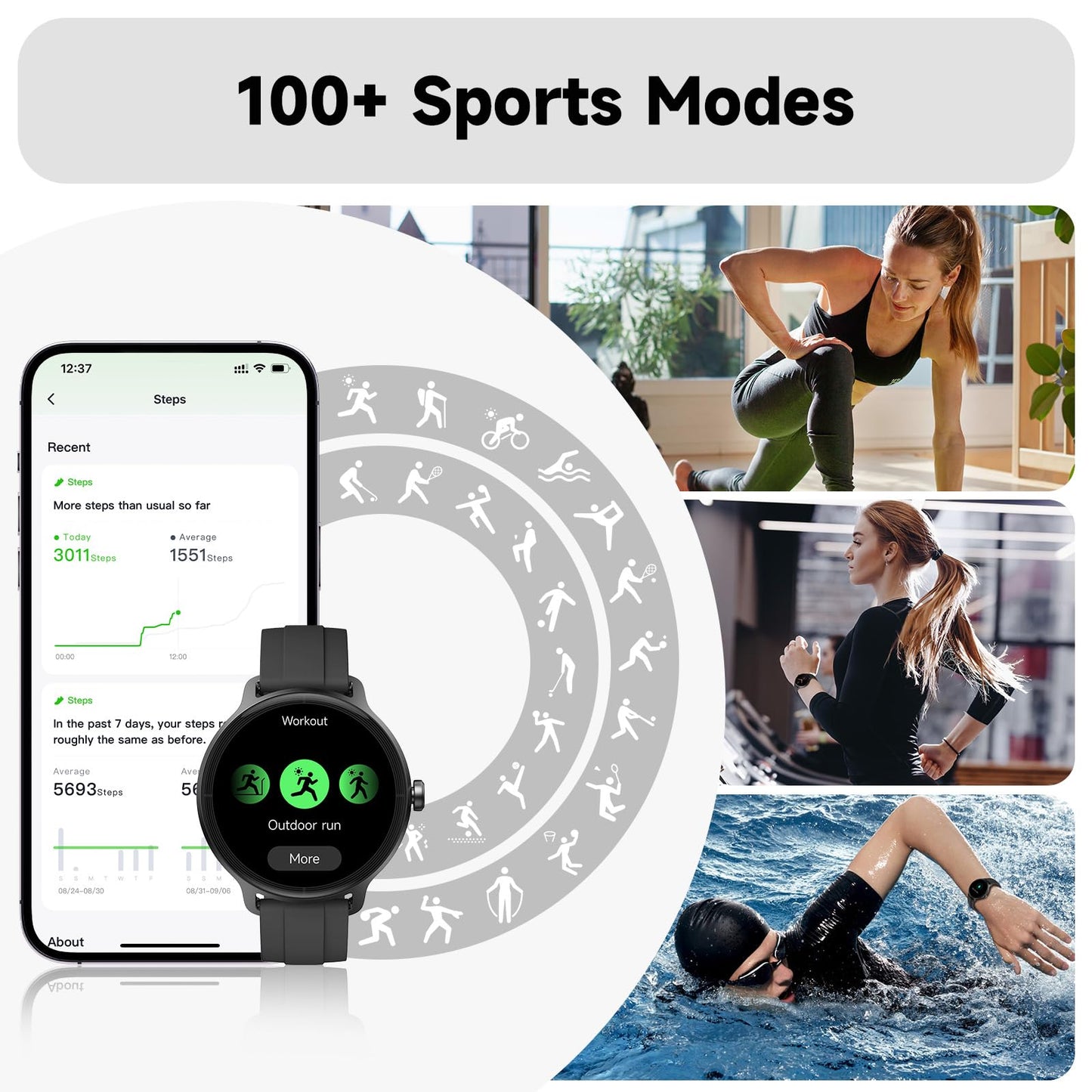 Smart Watch for Men Women, Bluetooth Calling, 1.27" HD Touchscreen Fitness Tracker, 100+ Sports Modes, AI Built-in, Heart Rate/Sleep/Step/SpO2 Monitor, IP68 Waterproof, Smartwatch for Android iPhone 🍁 All In One Marketplace Canada