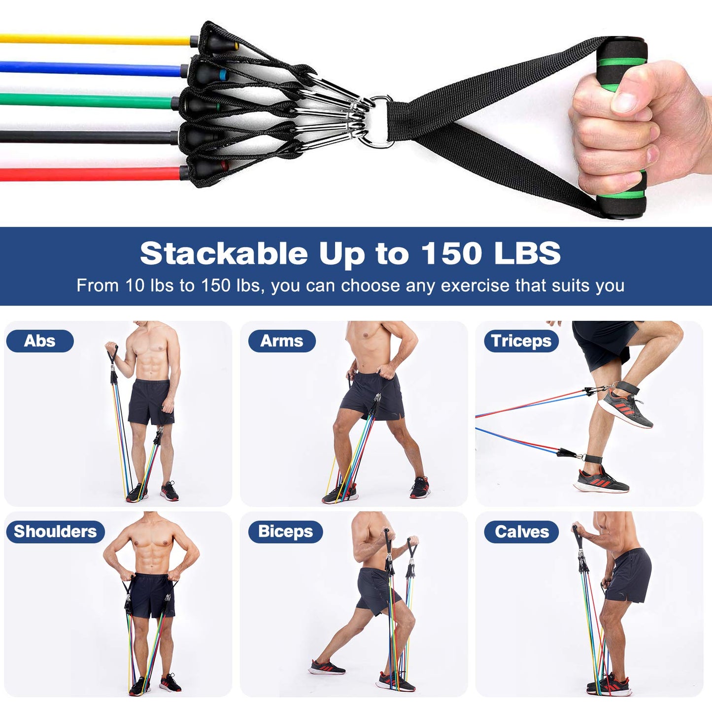Sensyne Resistance Bands Set 16PCS Exercise Band for Working Out Up to 150 lbs, for Indoor and Outdoor Sports, Fitness, Suspension, Speed Strength, Baseball Softball Training, Home Gym, Yoga 🍁 All In One Marketplace Canada
