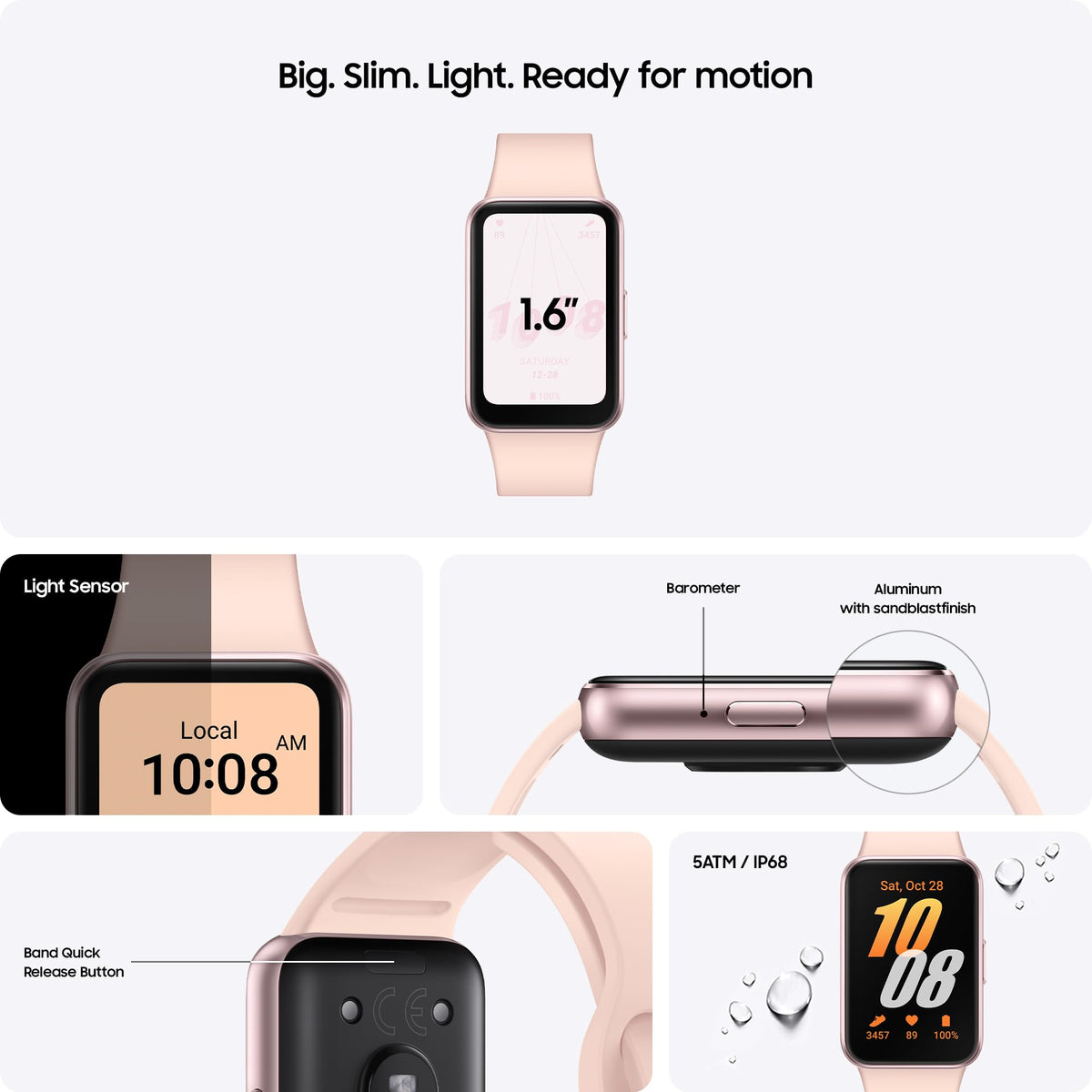 Samsung Galaxy Fit3, 1.6" AMOLED Display, 13 Days Battery Charge, Sleep Monitoring, Fall Detection - Pink Gold (CAD Version & Warranty) 🍁 All In One Marketplace Canada