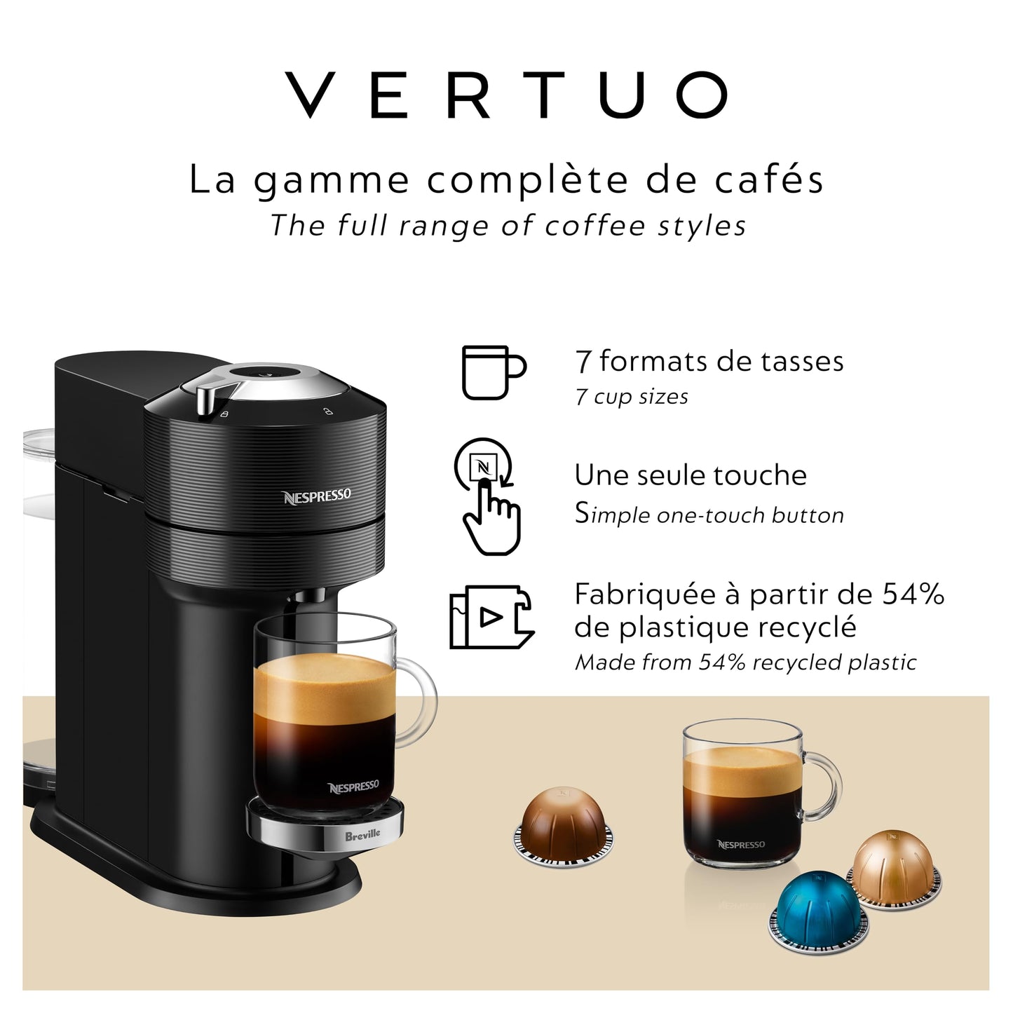 Nespresso Vertuo Next Premium Single Serve Coffee and Espresso Machine by Breville, Classic Black 🍁 All In One Marketplace Canada