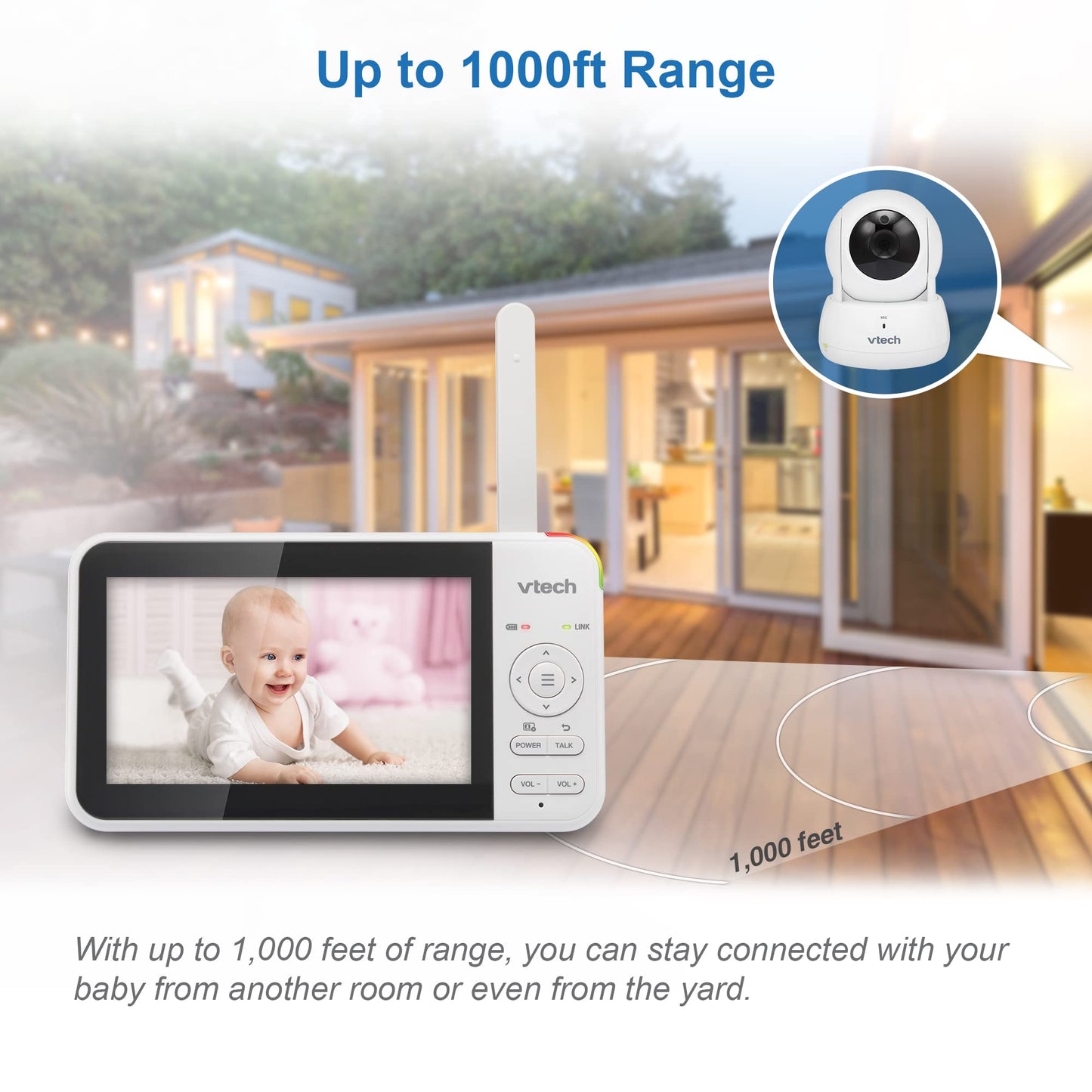 VTech VM924 Pan & Tilt Video Baby Monitor, 5" LCD Screen, Up to 17 Hrs Video Battery Life, Plug & Play, 1.33x Zoom, Night Vision, Up to 1000ft Range, Soothing Sounds, 2-Way Talk, Secured Transmission 🍁 All In One Marketplace Canada