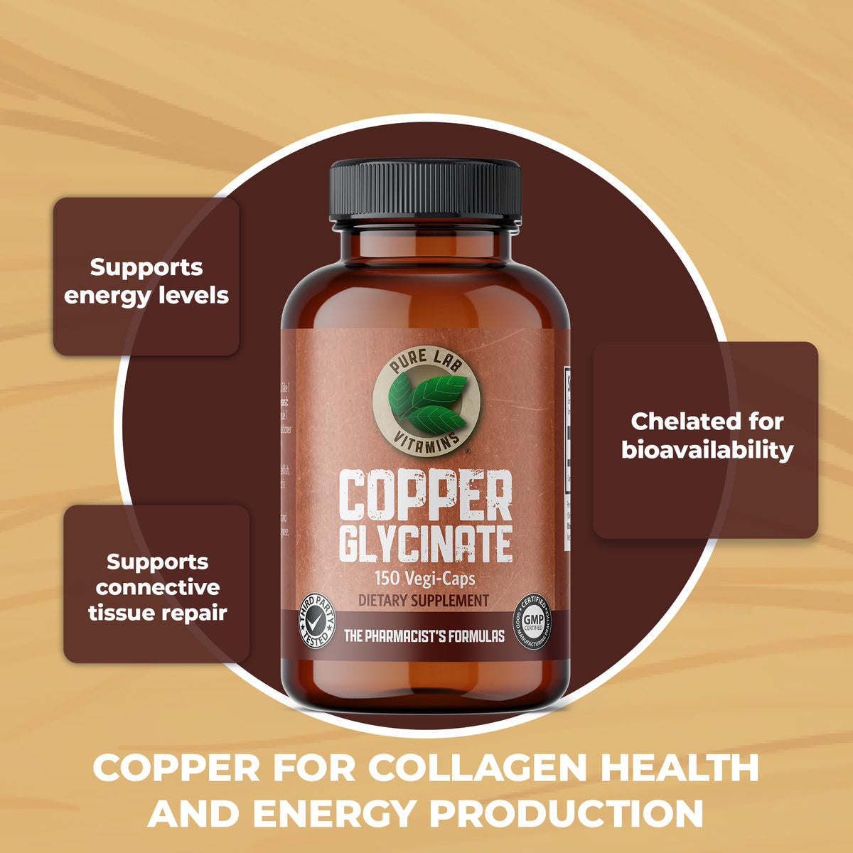 Pure Lab Vitamins Copper Glycinate 1mg - 150 Vegi-caps 🍁 All In One Marketplace Canada