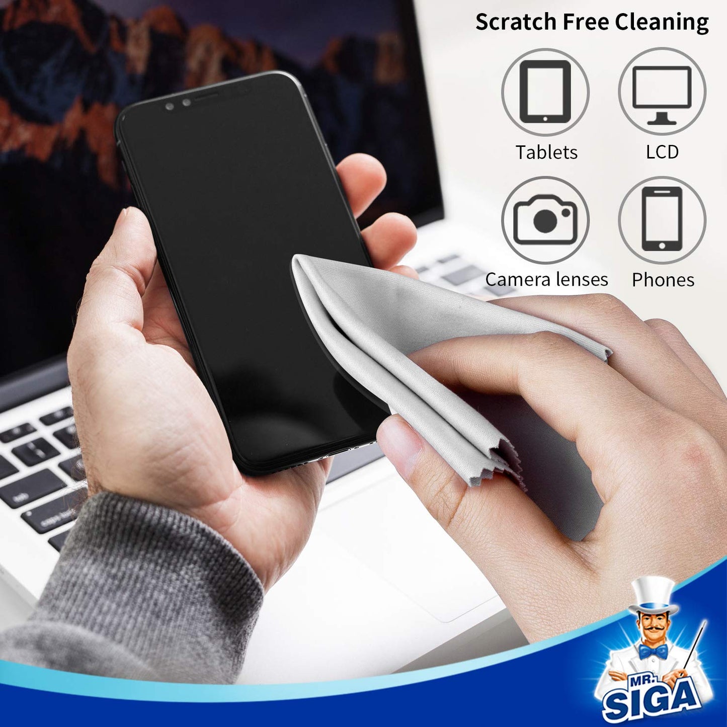 MR.SIGA Premium Microfiber Cleaning Cloths for Lens, Eyeglasses, Screens, Tablets, Glasses, 6 Pack, 6 x 7 inch 🍁 All In One Marketplace Canada