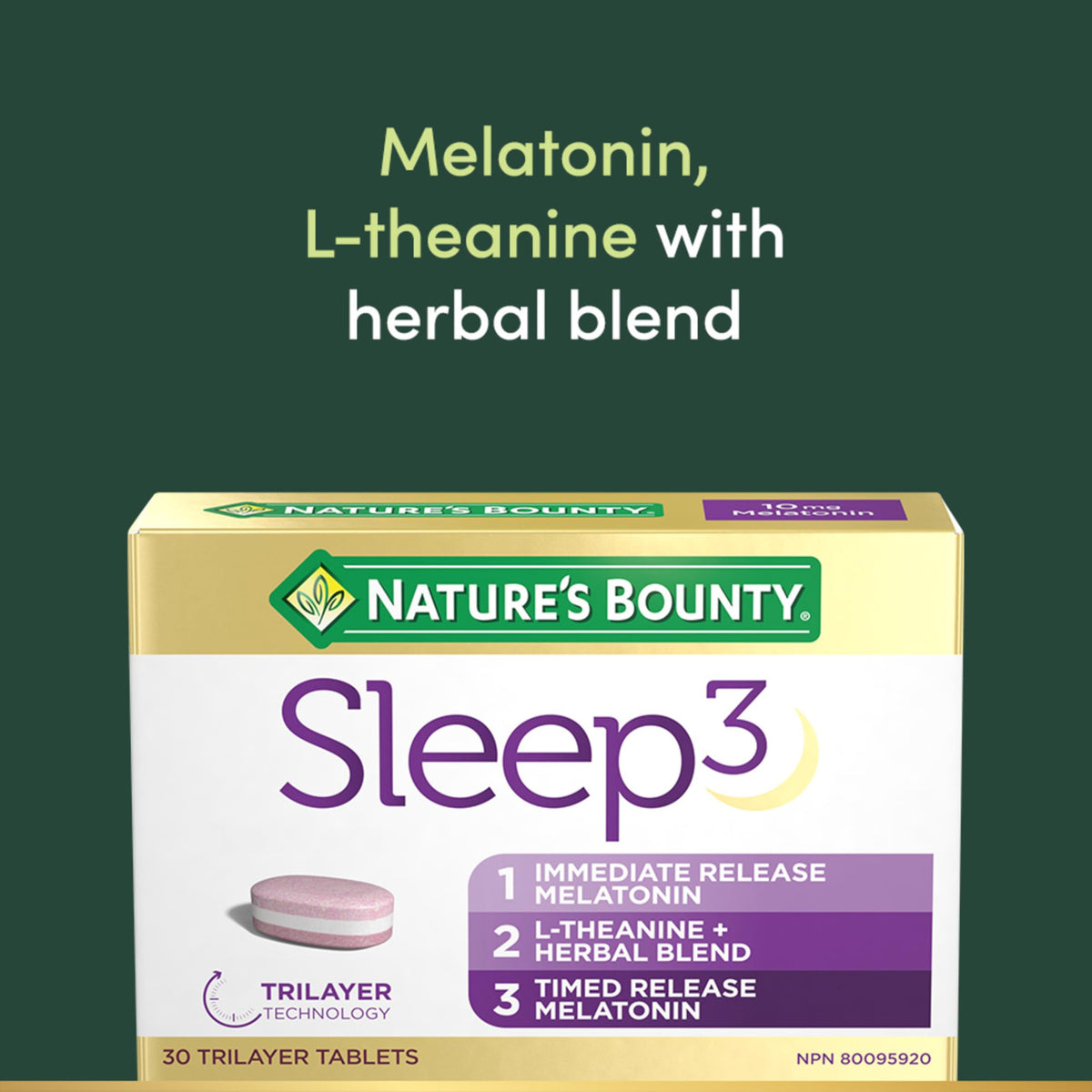 NATURE'S BOUNTY Sleep 3, Triplayer Technology, Melatonin, L-Theanine & Herbal Blend, 50 g 🍁 All In One Marketplace Canada
