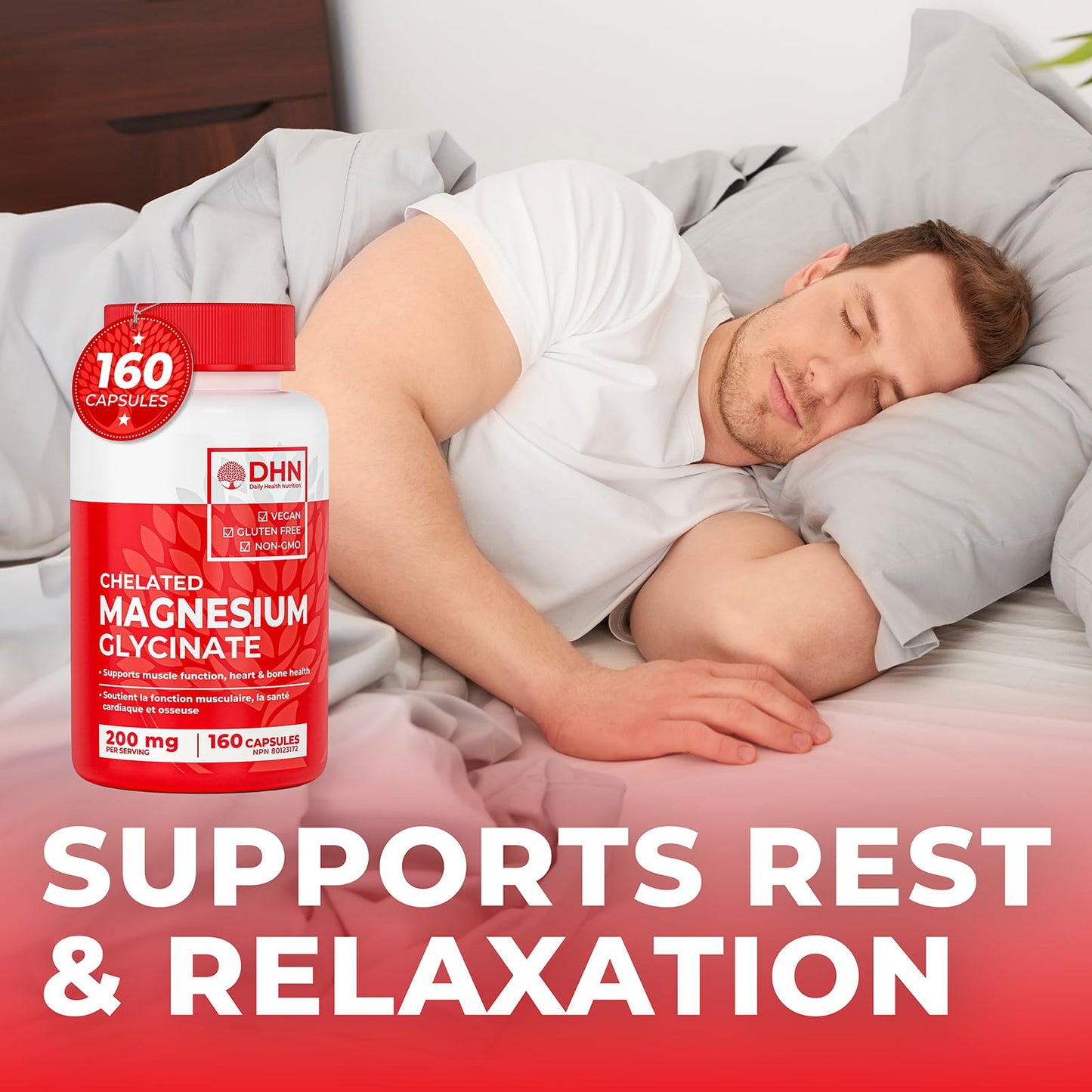 Magnesium Glycinate/Bisglycinate | Supports Sleep, Relaxation, Energy Metabolism & Muscle Function | Chelated | 200mg Elemental Magnesium | Stomach Friendly | Canadian Made, Quality Assured 🍁 All In One Marketplace Canada