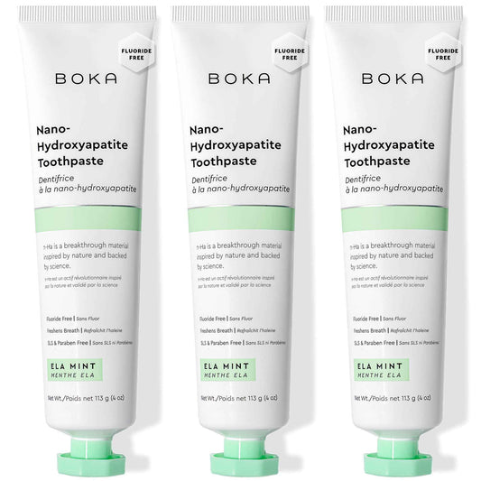 Boka Fluoride Free Toothpaste, Nano Hydroxyapatite Toothpaste, Appropriate for Sensitive Teeth - for Adult Oral Care - Ela Mint Flavor, 4 Fl Oz (113g) 3Pk 🍁 All In One Marketplace Canada
