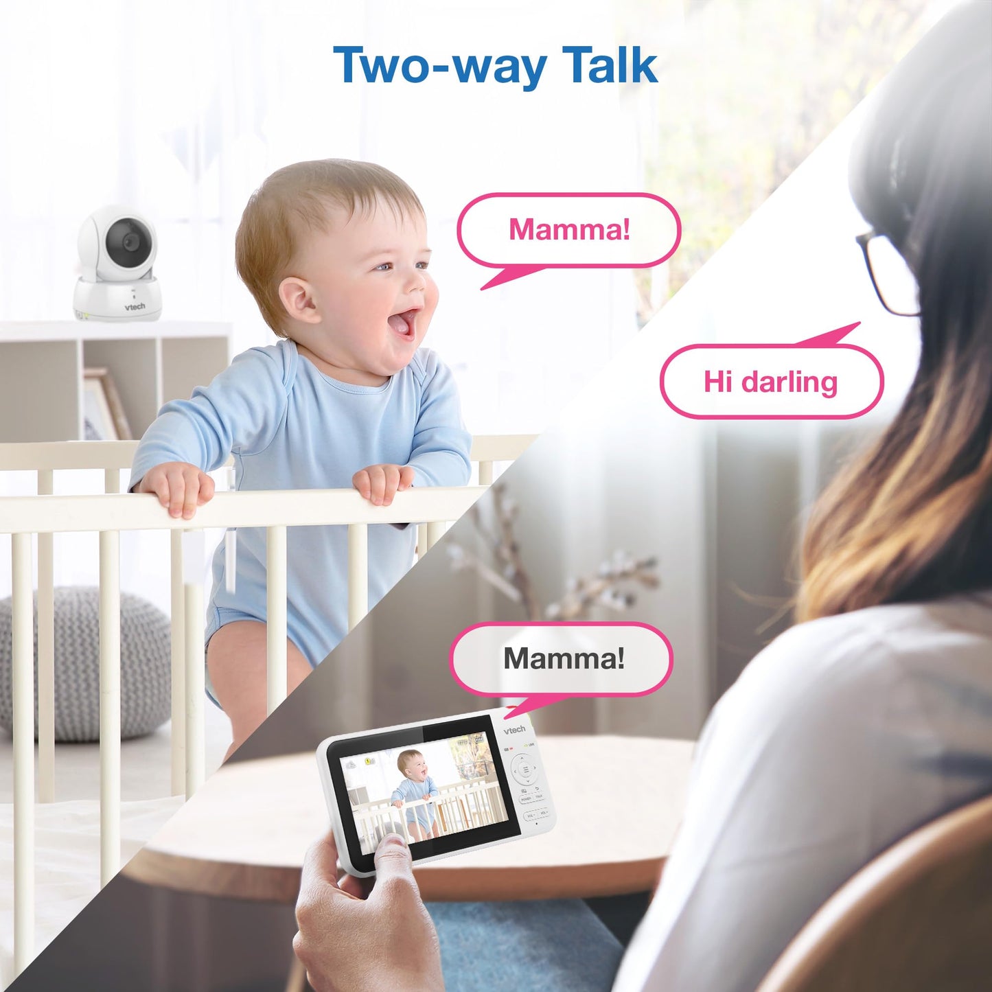 VTech VM924 Pan & Tilt Video Baby Monitor, 5" LCD Screen, Up to 17 Hrs Video Battery Life, Plug & Play, 1.33x Zoom, Night Vision, Up to 1000ft Range, Soothing Sounds, 2-Way Talk, Secured Transmission 🍁 All In One Marketplace Canada