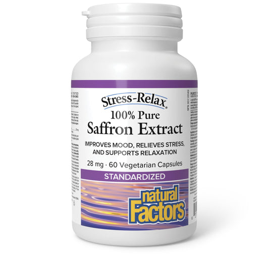 Natural Factors Stress-Relax Saffron Extract 28 mg, 60 DAY SUPPLY, 100% Pure, 60 Veg Caps, Improves Mood, Relieves Stress & Supports Relaxation, Proudly Canadian 🍁 All In One Marketplace Canada