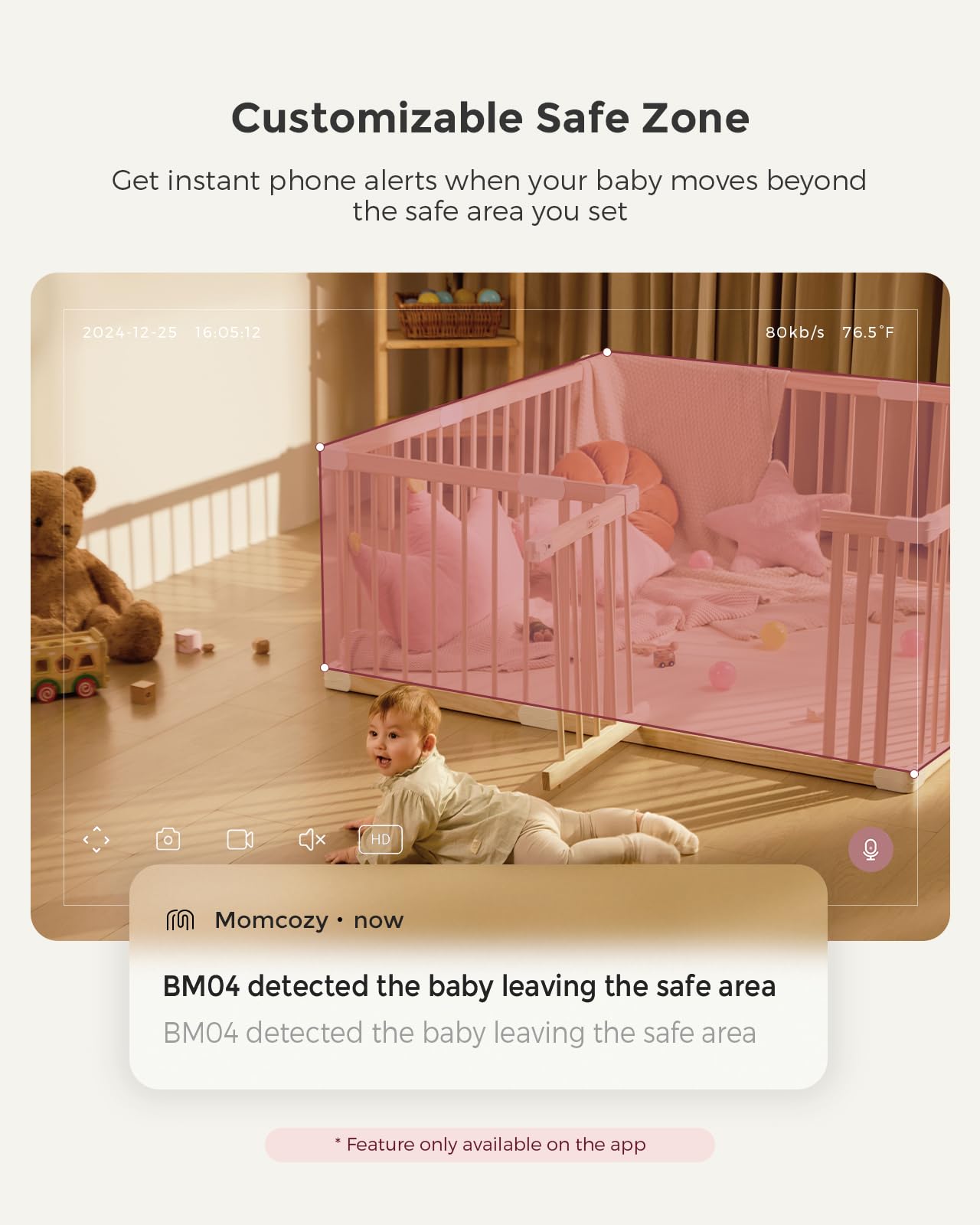 Momcozy Smart WiFi Baby Monitor with Camera and Audio, 5" 1080P Screen with Wall Mount, Motion & Cry Detection, Safe Fence,Clear Night Vision, 5000mAh Battery, 2-Way Talk, Photo & Video Recording,BM04 🍁 All In One Marketplace Canada