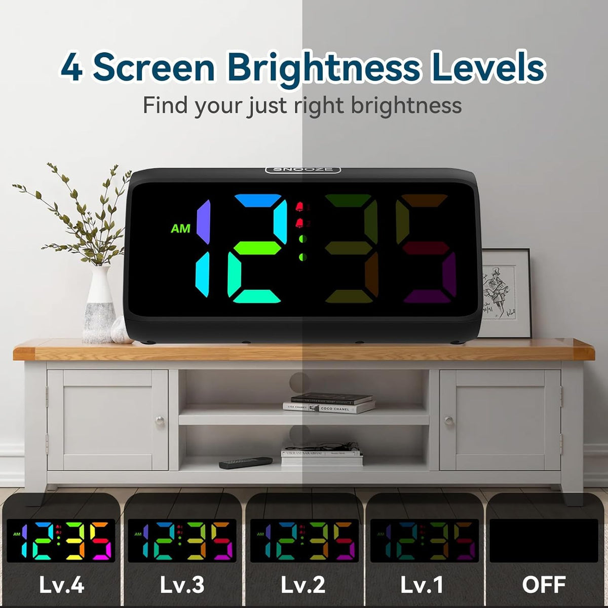 Netzu Digital Alarm Clock, RGB Loud Alarm Clocks for Bedrooms Heavy Sleepers Seniors Kids, Plug in Digital Clock with 5 Dimmers, 2 Alarms, 4 Volumes and Snooze (Black) 🍁 All In One Marketplace Canada