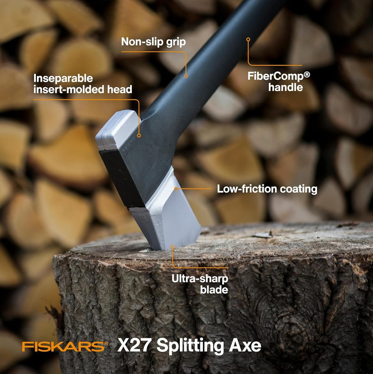 Fiskars X27 Super Splitting Axe, 36" Wood Splitting Axe for Medium to Large Size Logs with Shock-Absorbing Handle, Split Firewood, Forged Steel Blade, Bushcraft Gear and Camping Hatchet 🍁 All In One Marketplace Canada