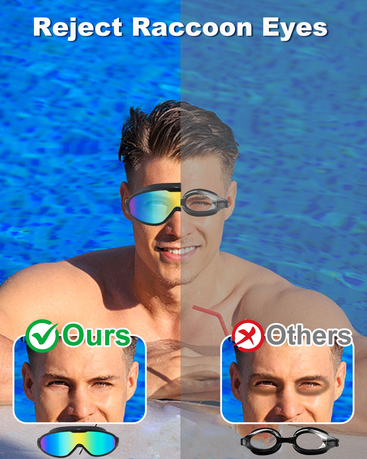 Swimming Goggles, 2 Pack Wide View Anti Fog&UV Swim Goggles with Ear Plugs, No Leaking Swim Glasses for Audlt Men Women Youth (Aqua & Pink) 🍁 All In One Marketplace Canada
