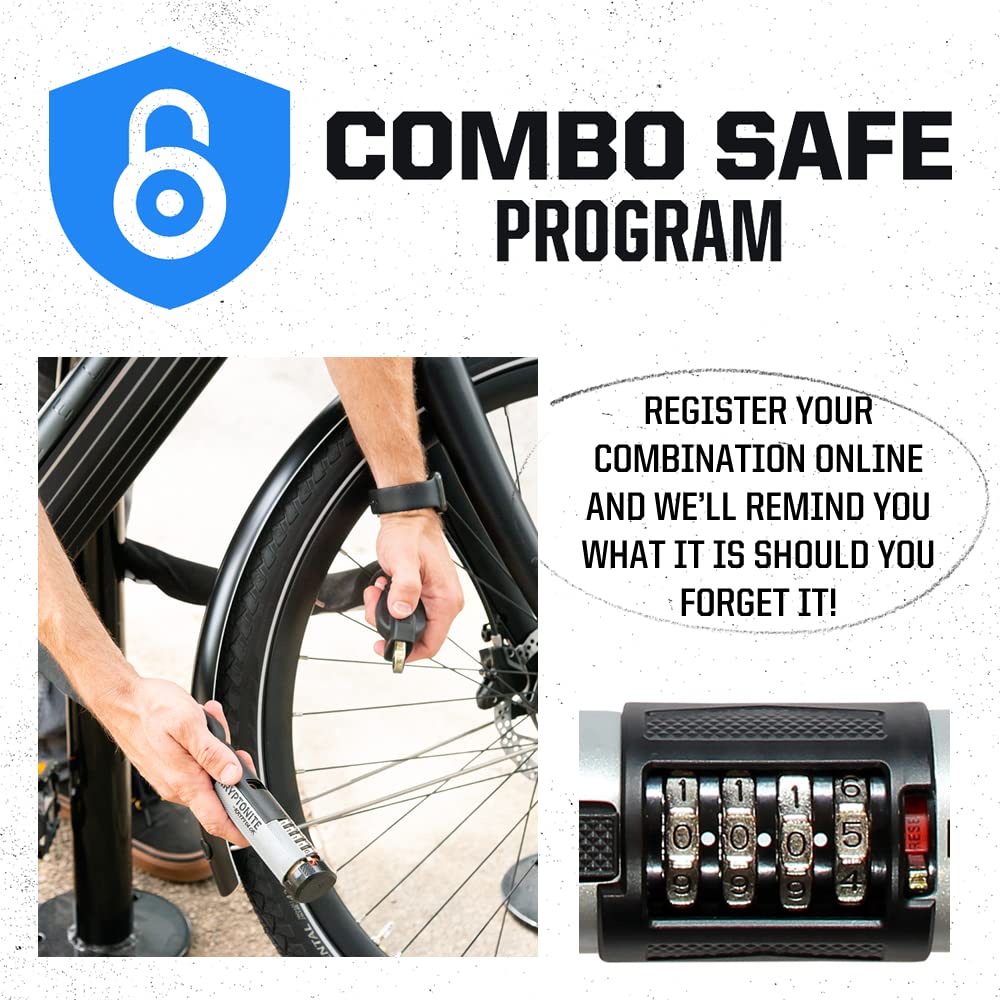 Kryptonite Combo Bike U-Lock Standard, Anti-Theft Security Bicycle Lock, 12mm Steel Shackle, 4-Digit Resettable Combination U Lock for Scooter Road Mountain Bikes 🍁 All In One Marketplace Canada