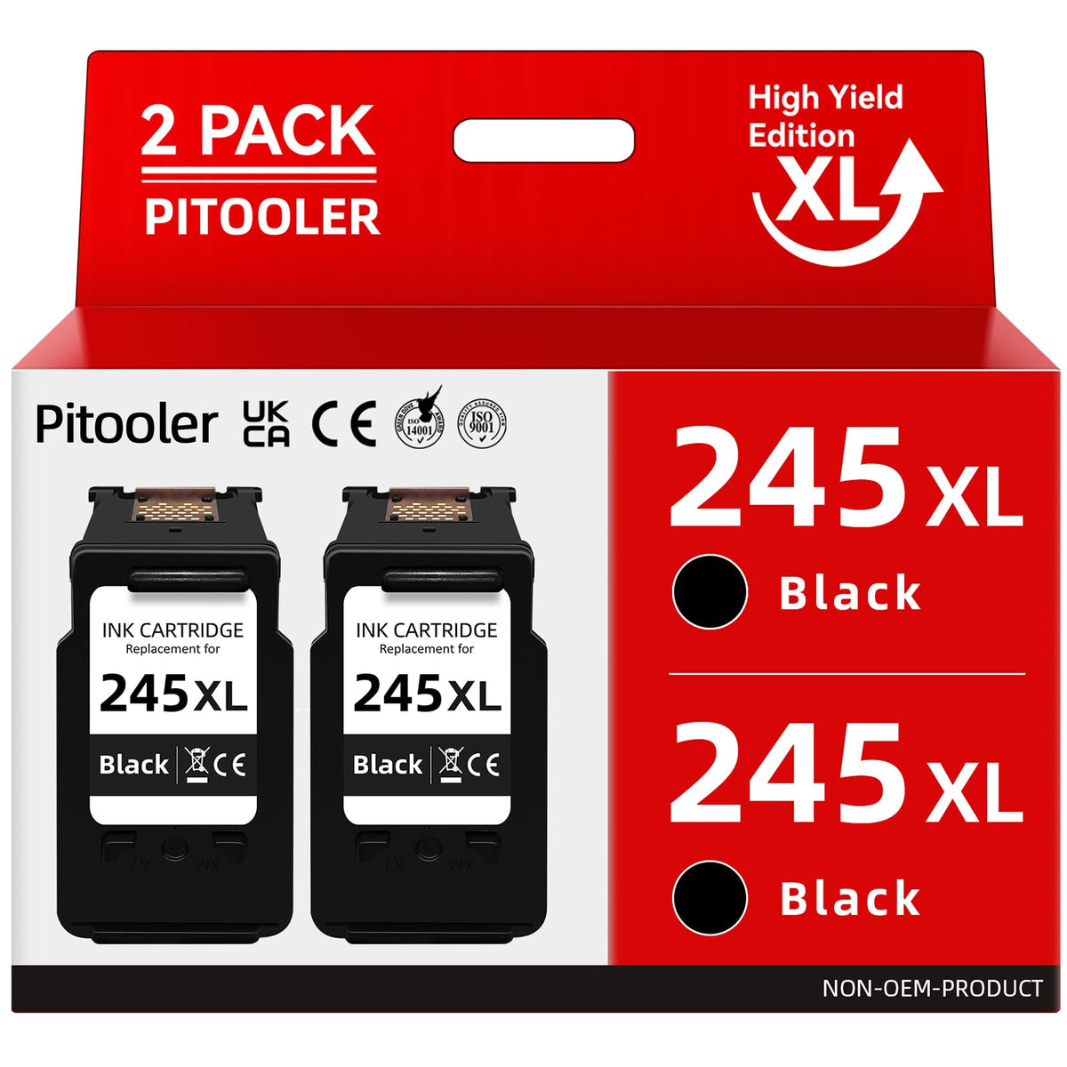 Pitooler for Canon 245XL Black Ink Cartridge Compatible for Canon Printer Ink PG-245 XL Compatible for Pixma TS3420 TR4520 MX492 MX490 TS3425 MG2525 TS3320 MG2524 TS3400 TS3300 TS3429 MG3022 Printer 🍁 All In One Marketplace Canada