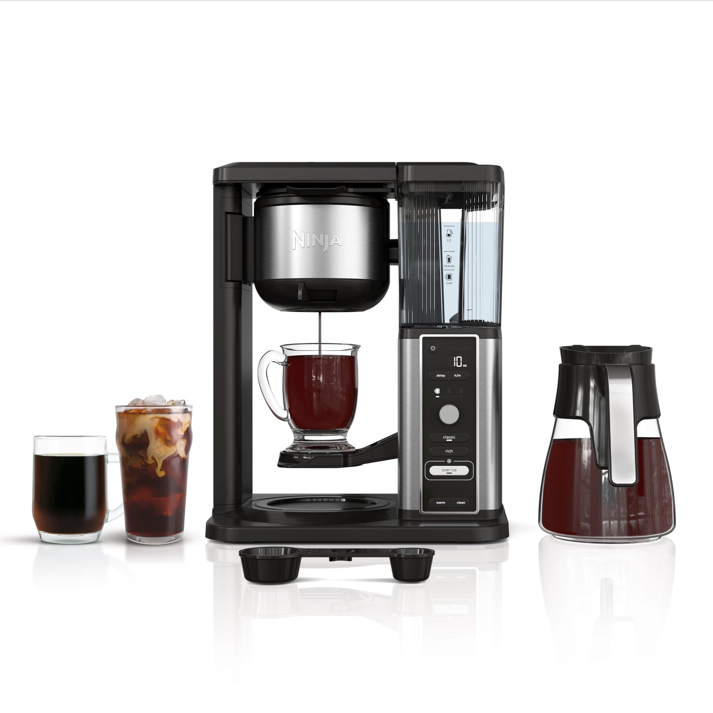 Ninja® Hot & Iced Coffee Maker with Rapid Cold Brew, Single Serve to 10-Cup Drip Brewer, Glass Carafe, No Pods Required, Classic/Rich/Over Ice Brew, Keep Warm & 24-Hour Delay Brew, CM360C 🍁 All In One Marketplace Canada