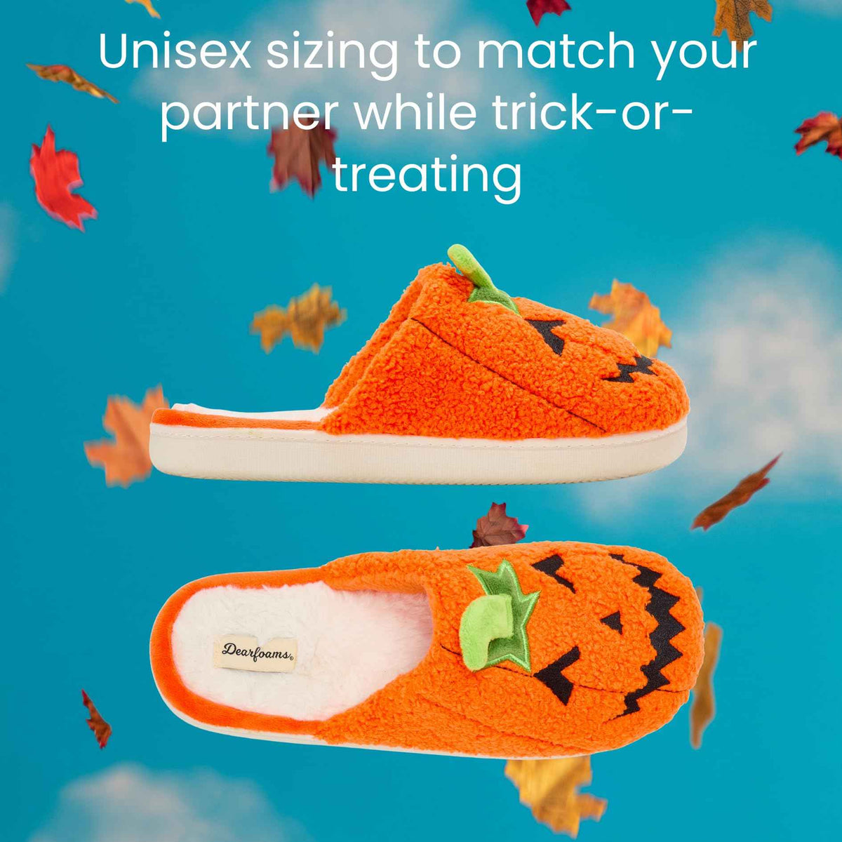 Dearfoams Unisex-Adult Spooky Fuzzy Halloween Pumpkin Jack O Lantern Slipper, Jack O Lantern, 9-10 Women/7-8 Men