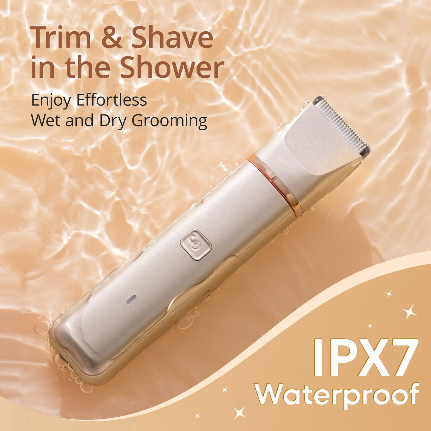 VG VOGCREST Bikini Trimmer for Women: 2-in-1 Rechargeable Painless Body Shaver - Portable Travel-Friendly Pubic Grooming Kit for Underarm Leg Arm (Champagne Gold) 🍁 All In One Marketplace Canada