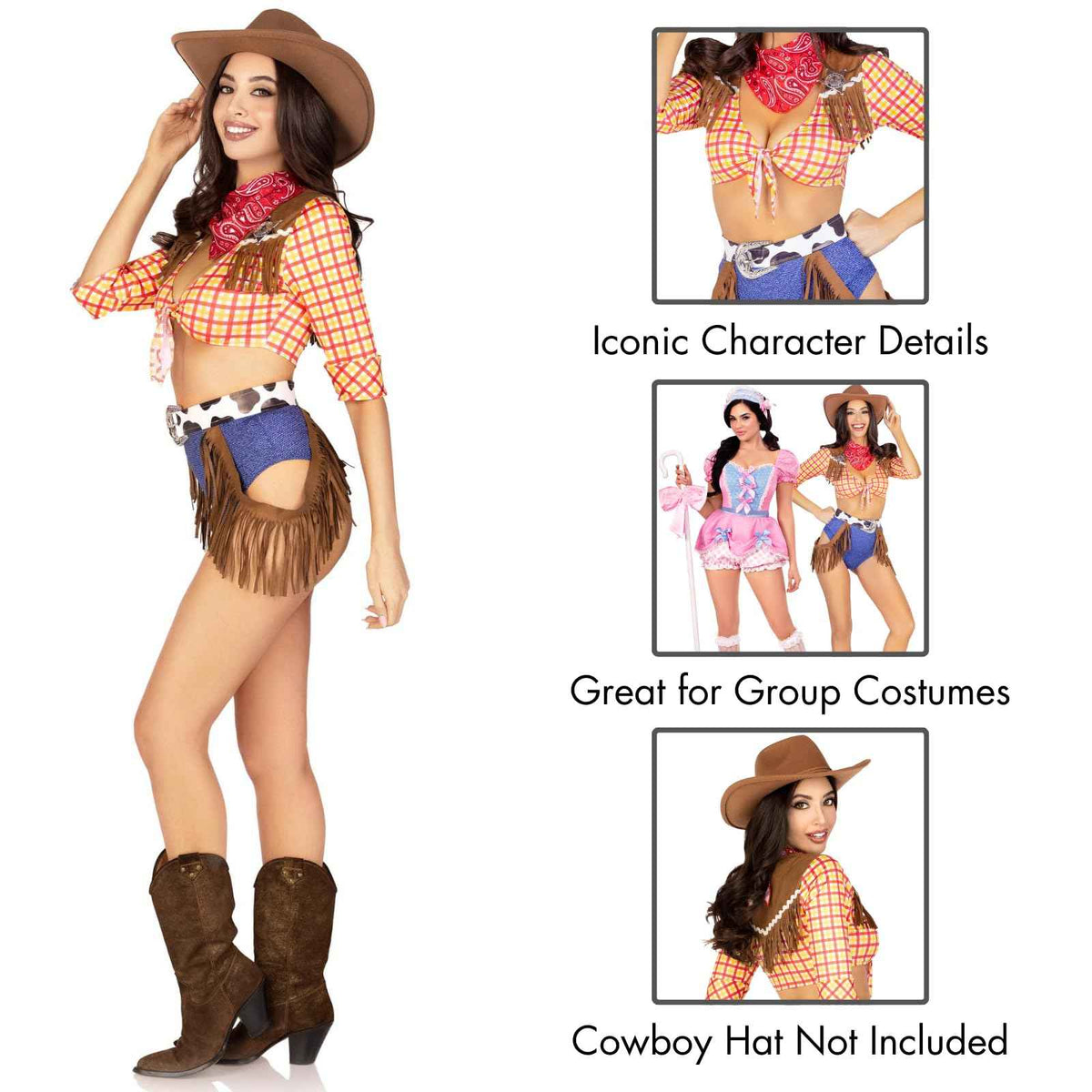 Leg Avenue Women’s 5 PC Playful Cowboy Halloween Costume with Red Bandana, SMALL