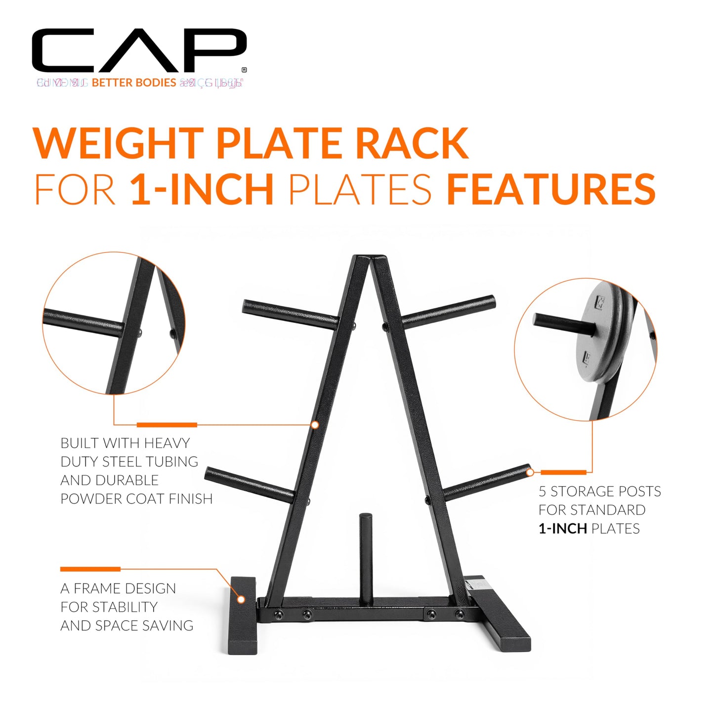 CAP Barbell 1-Inch Standard Weight Plate Rack | Black 🍁 All In One Marketplace Canada