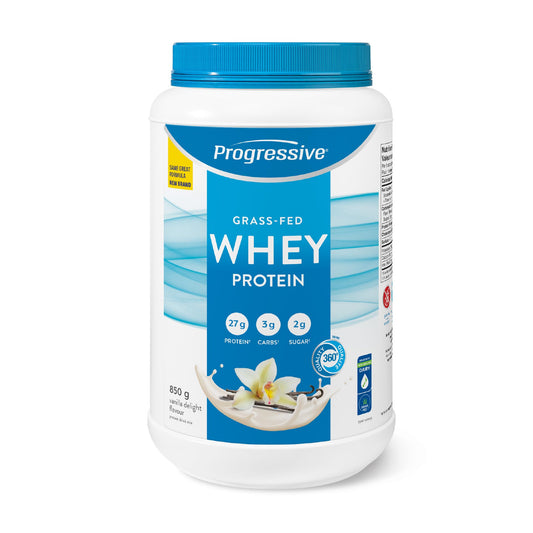 Progressive Grass-Fed 100% Whey Protein Powder Vanilla, 27g of New Zealand Whey Concentrate per Scoop for Muscle Gain, Pasture-Raised, Non-GMO, Canadian-Made Antibiotic-free, Hormone-free, 850 g 🍁 All In One Marketplace Canada