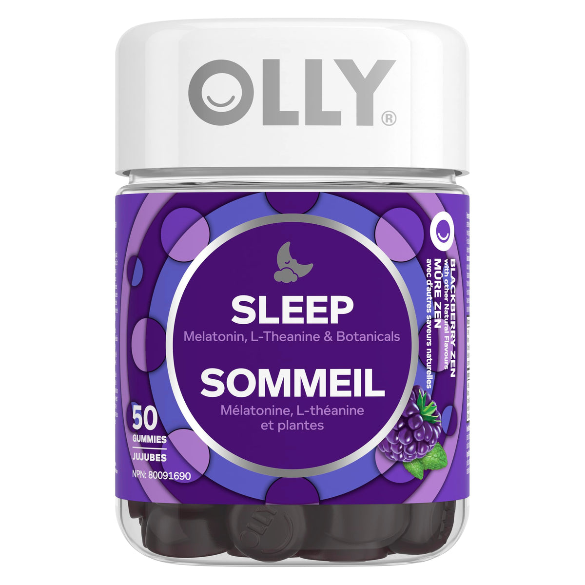 OLLY Sleep Gummy Supplement helps promote a healthy sleep cycle Blackberry Zen with melatonin, L-Theanine & botanicals 25 day Supply, 50 gummies 🍁 All In One Marketplace Canada