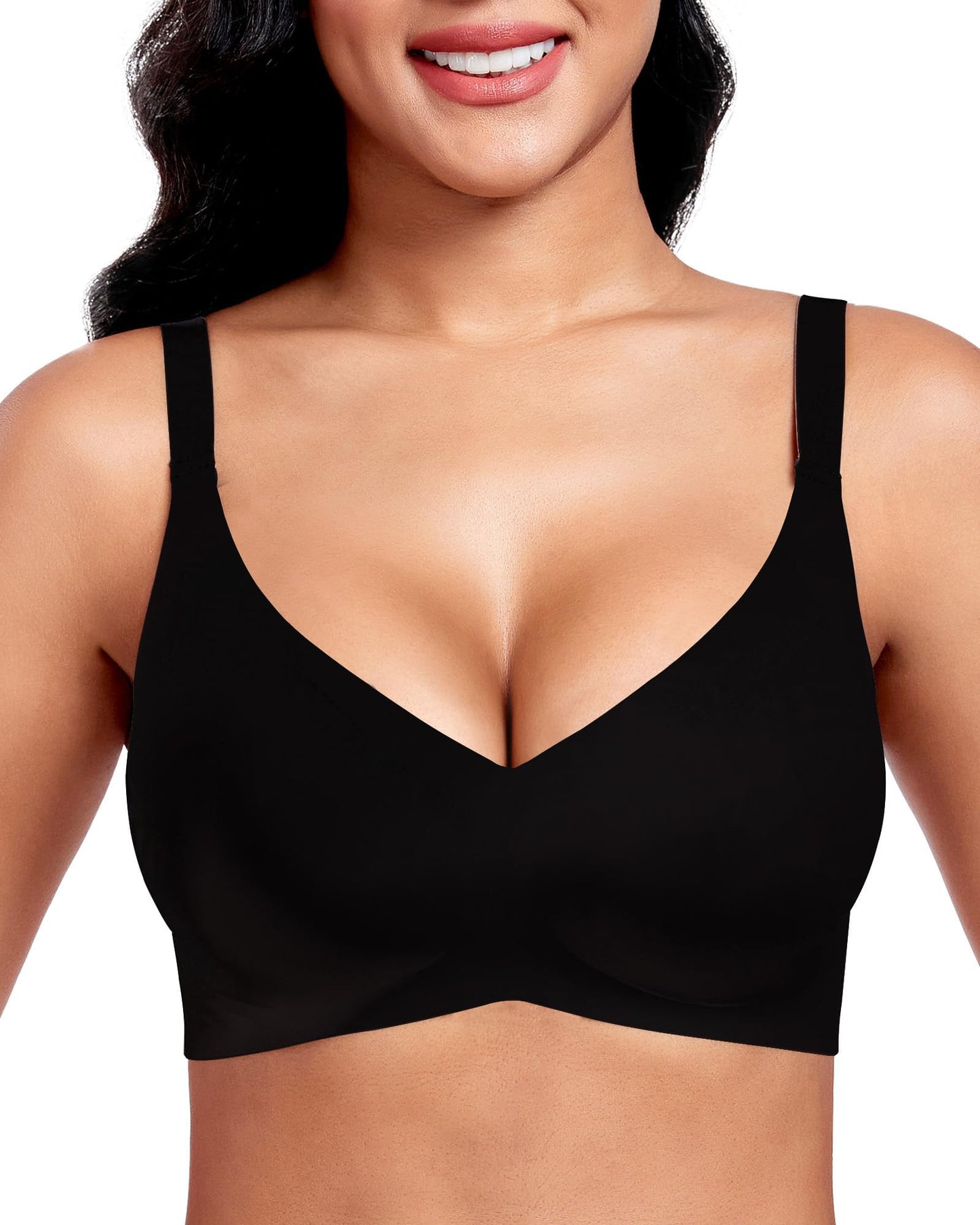 Gailife Womens Jelly Bra for Women Wireless Bras Seamless No Underwire Supportive Full Coverage T-Shirt Bra -New-Black-M 🍁 All In One Marketplace Canada
