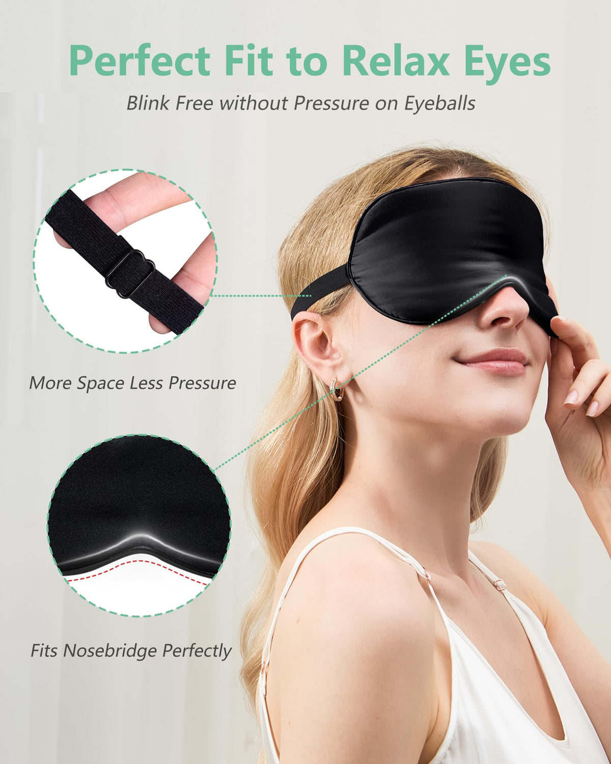 BeeVines Silk Sleep Mask for Men, 2 Pack 100% Natural Mulberry Silk Eye Mask with Adjustable Strap, Sleeping Aid Blindfold for Nap, Soft Eye Sleep Shade Cover, 100% Blocks Light Reduces Puffy Eyes (Black) 🍁 All In One Marketplace Canada