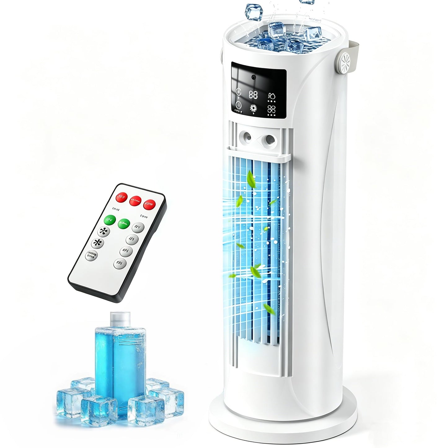 Portable Air Conditioners, 120 °rotating tower fan, portable AC for 3 wind speeds,Storm mode, 8H timing, Evaporative Air Cooler with remote control,750ML water tank, spray,cooling fan for home - white 🍁 All In One Marketplace Canada