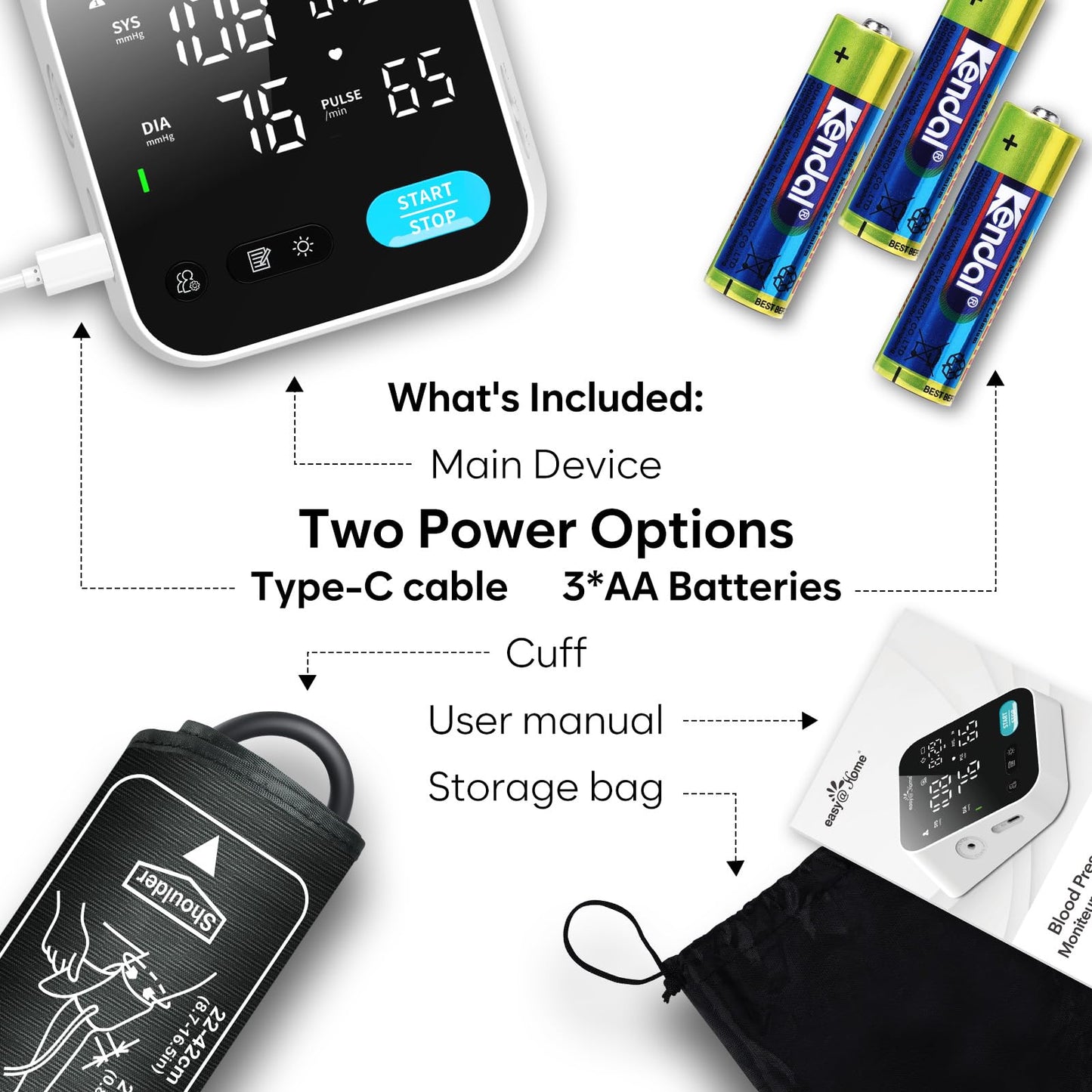 Bluetooth Blood Pressure Machine for Home Use – Easy@Home Smart BP Monitor with Free MyHeartPal App, Voice Function & LED Screen, Supports Apple & Android Devices, EBP-703T 🍁 All In One Marketplace Canada