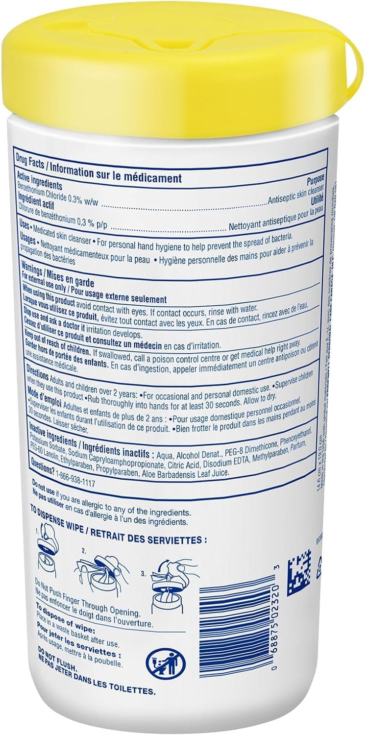 Wet Ones Antibacterial CitrusScent Hand Wipes| Travel | Hand Sanitizer Wipes, Travel Essentials, 40‑Count Canisters, Pack of 6 🍁 All In One Marketplace Canada