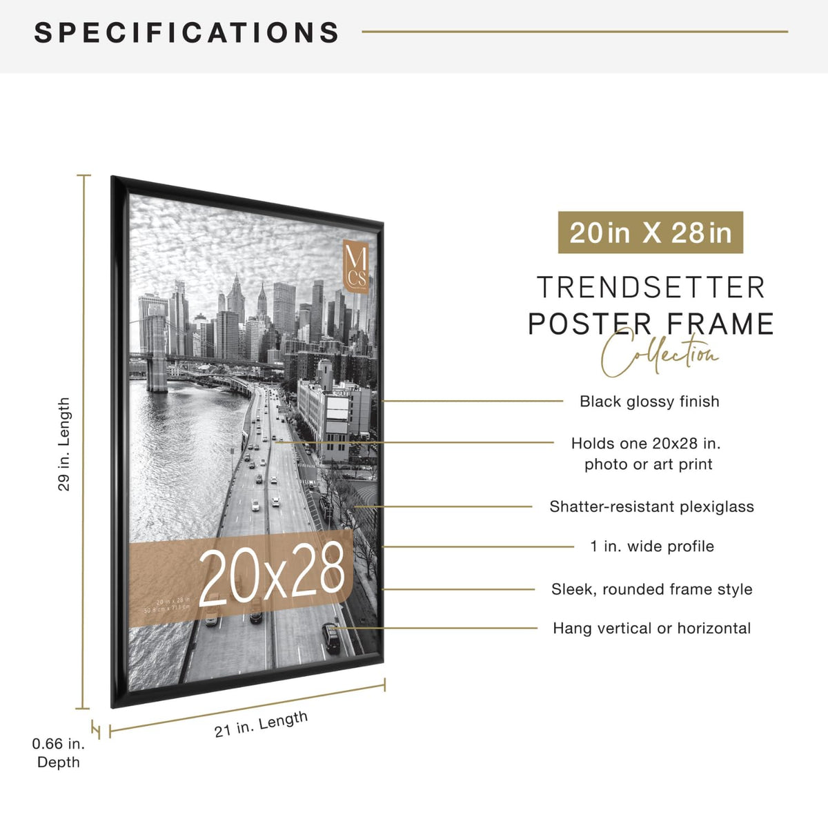 MCS Trendsetter Poster Frame, 20 X 28-Inch, Black 🍁 All In One Marketplace Canada
