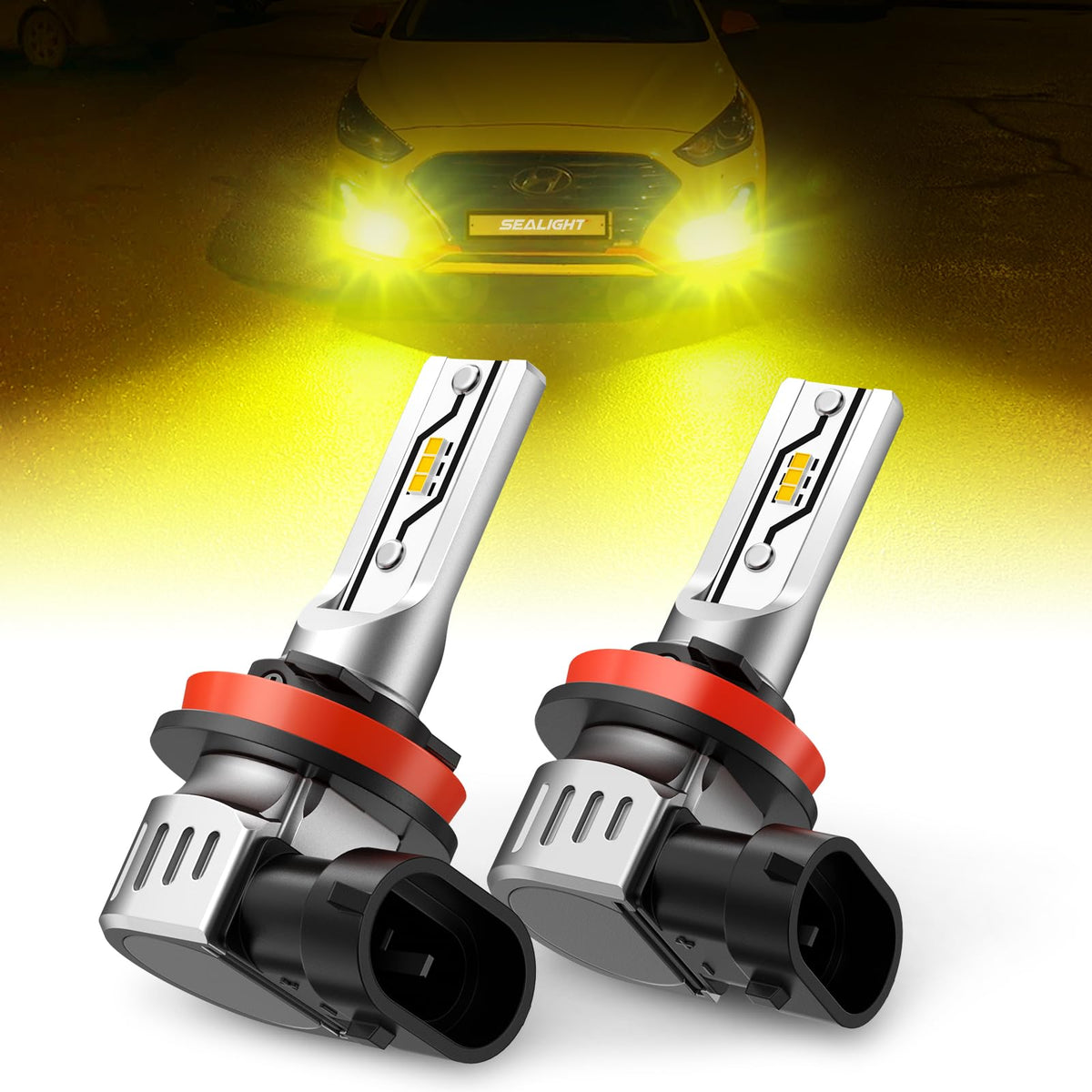 SEALIGHT H11 LED Fog Light Bulbs Yellow, 600% Brightness 12000LM H8 H9 H16 Fog lamp Lights or Daytime Running Lamp, 3000K Golden Yellow, Pack of 2 🍁 All In One Marketplace Canada