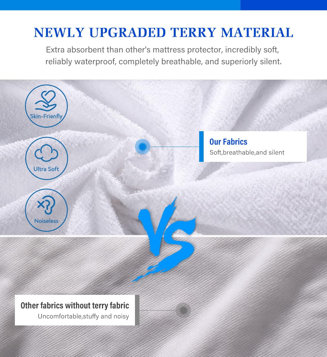 Twin Mattress Protector,Twin Mattress Cover Waterproof Mattress Protector Twin for Kids,Noiseless Soft Breathable Terry Twin Mattress Pad for Kids Pets Adults 39"x75" 🍁 All In One Marketplace Canada