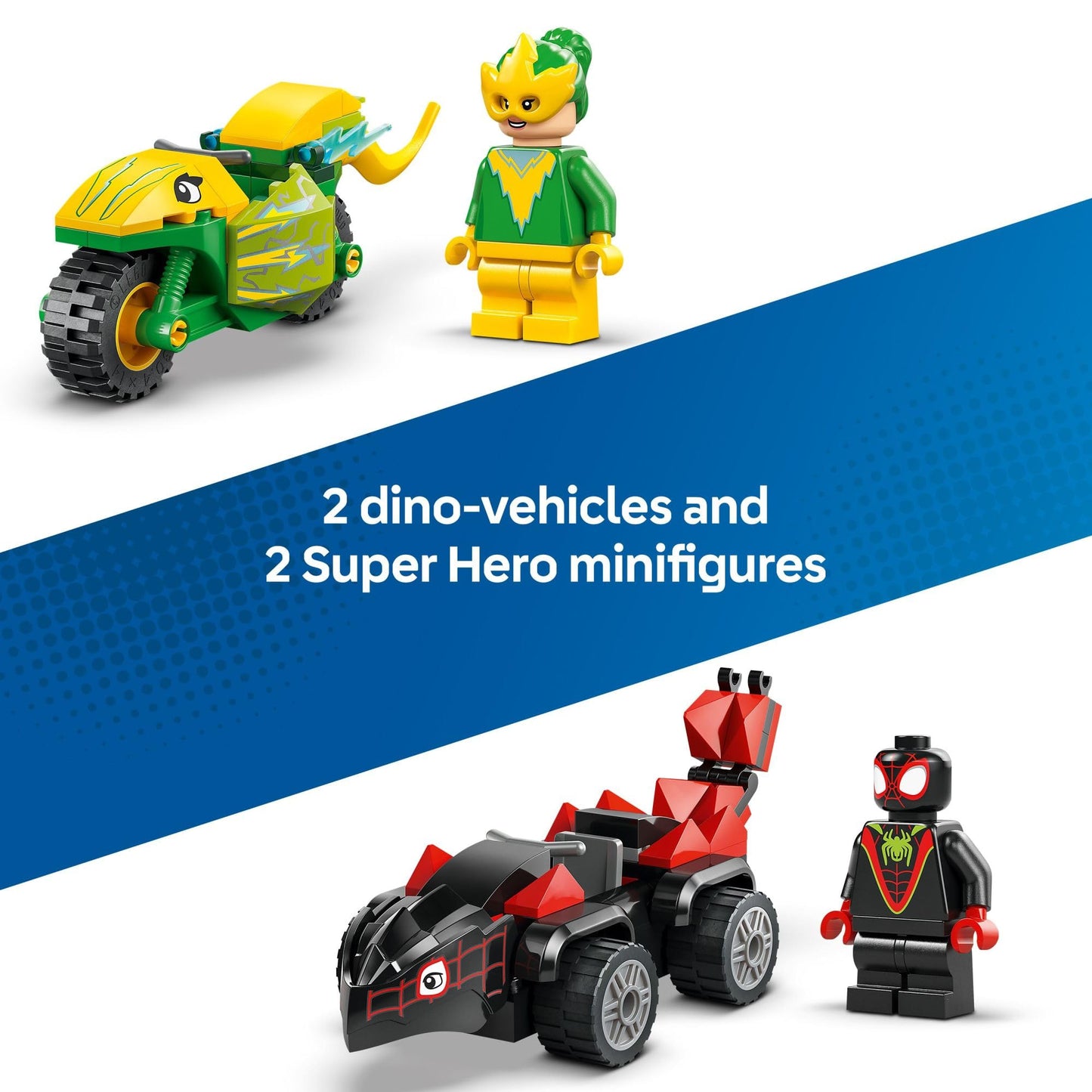 LEGO Marvel Spidey and His Amazing Friends Spin and Electro Dinosaur Vehicle Chase - Car and Motorcycle Preschool Building Toy for Kids, Boys and Girls, Ages 4+ - Gift Idea for Birthdays - 11198 🍁 All In One Marketplace Canada