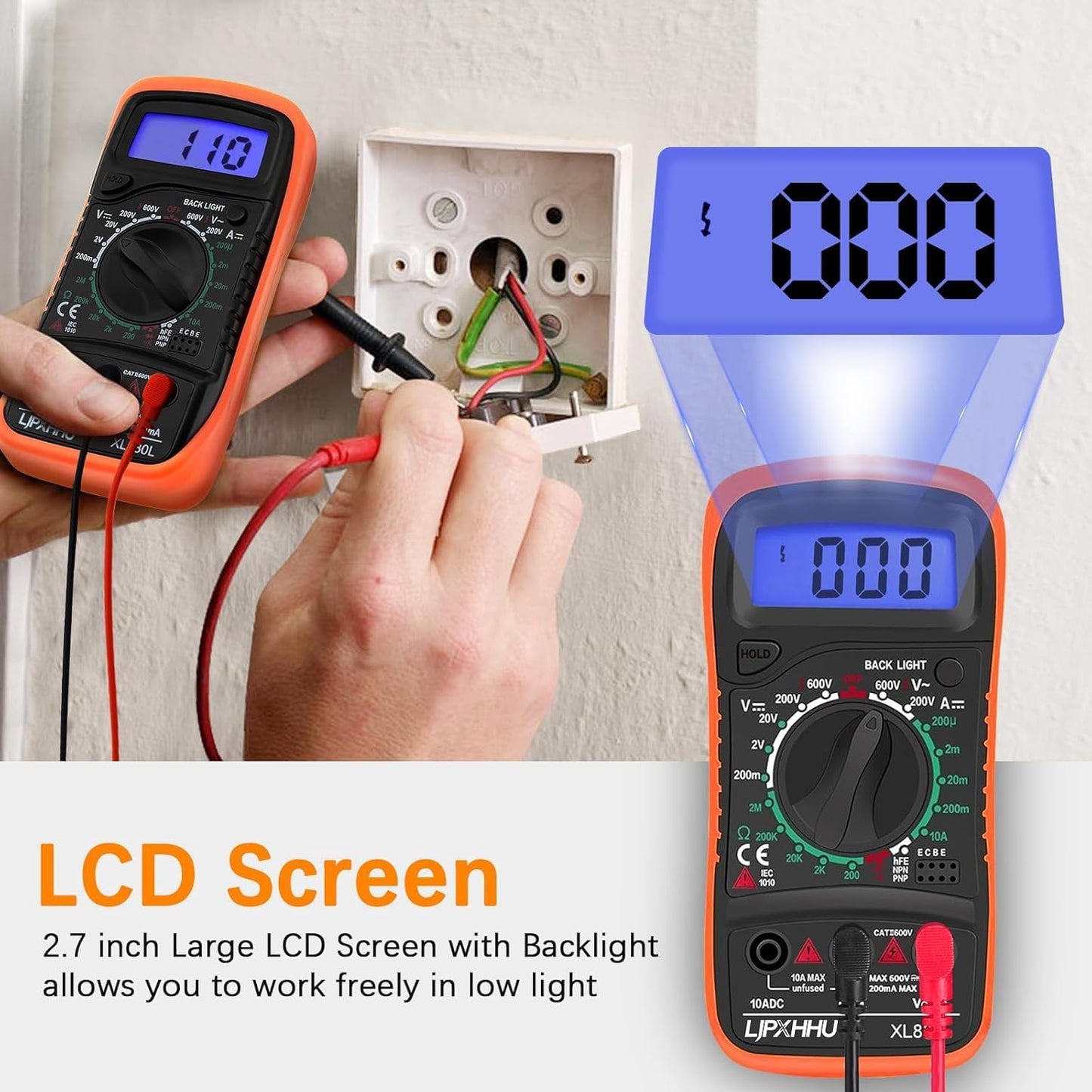 Digital Multimeter Voltmeter Battery Voltage Multi Tester AC DC Volt OHM Amp Current Meter Circuit Continuity Resistance Diode Electrical Tester with Test Leads Backlight LCD Display 🍁 All In One Marketplace Canada