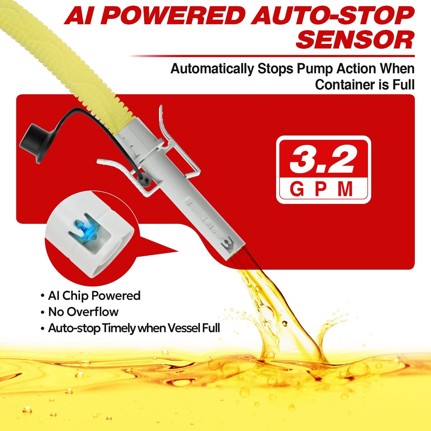 2026 Upgraded Electric Fuel Transfer Pump with Auto-Stop, 3.2 Gallon per Min, USB & Battery Powered, 51" Hose, 4 Gas & Jerry Can Adapters, Leak-Proof Gas Pump for Gasoline, Diesel and Kerosene 🍁 All In One Marketplace Canada