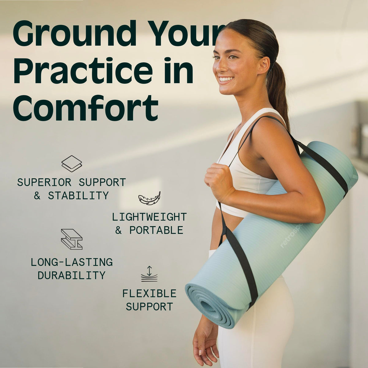 Retrospec Solana Yoga Mat 1/2" Thick w/Nylon Strap for Men & Women - Non Slip Excercise Mat for Yoga, Pilates, Stretching, Floor & Fitness Workouts, Wild Spruce 🍁 All In One Marketplace Canada