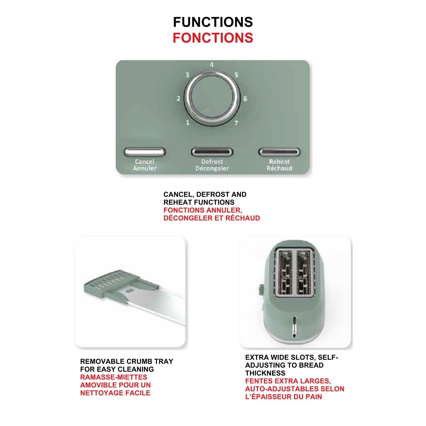 Starfrit 2-Slice Toaster – 7 Adjustable Browning Levels – Removable Tray – 850W - Sage 🍁 All In One Marketplace Canada