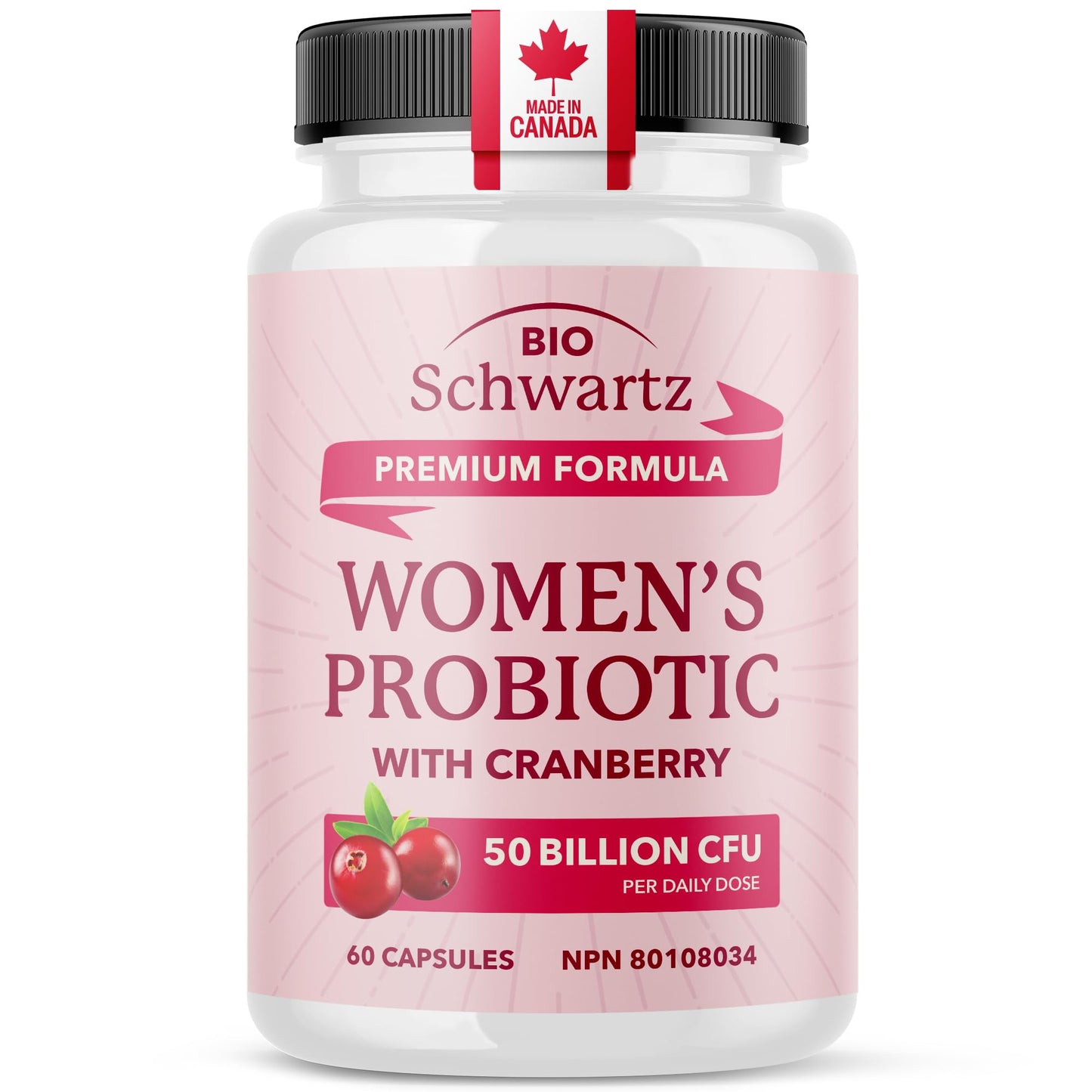 Womens Probiotic with Cranberry | 50 Billion CFU for Gut Health, Bloating Relief & Digestive Support | With Cranberry for Vaginal Health | Gut Health Supplements for Women | Made in Canada | 60 Ct. 🍁 All In One Marketplace Canada