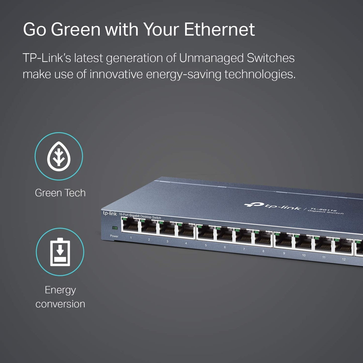 TP-Link 16 Port Gigabit Ethernet Network Switch, Desktop and Wall-Mount, Fanless, Sturdy Metal with Shielded Ports, Traffic Optimization, Unmanaged, Limited Lifetime Protection (TL-SG116) 🍁 All In One Marketplace Canada