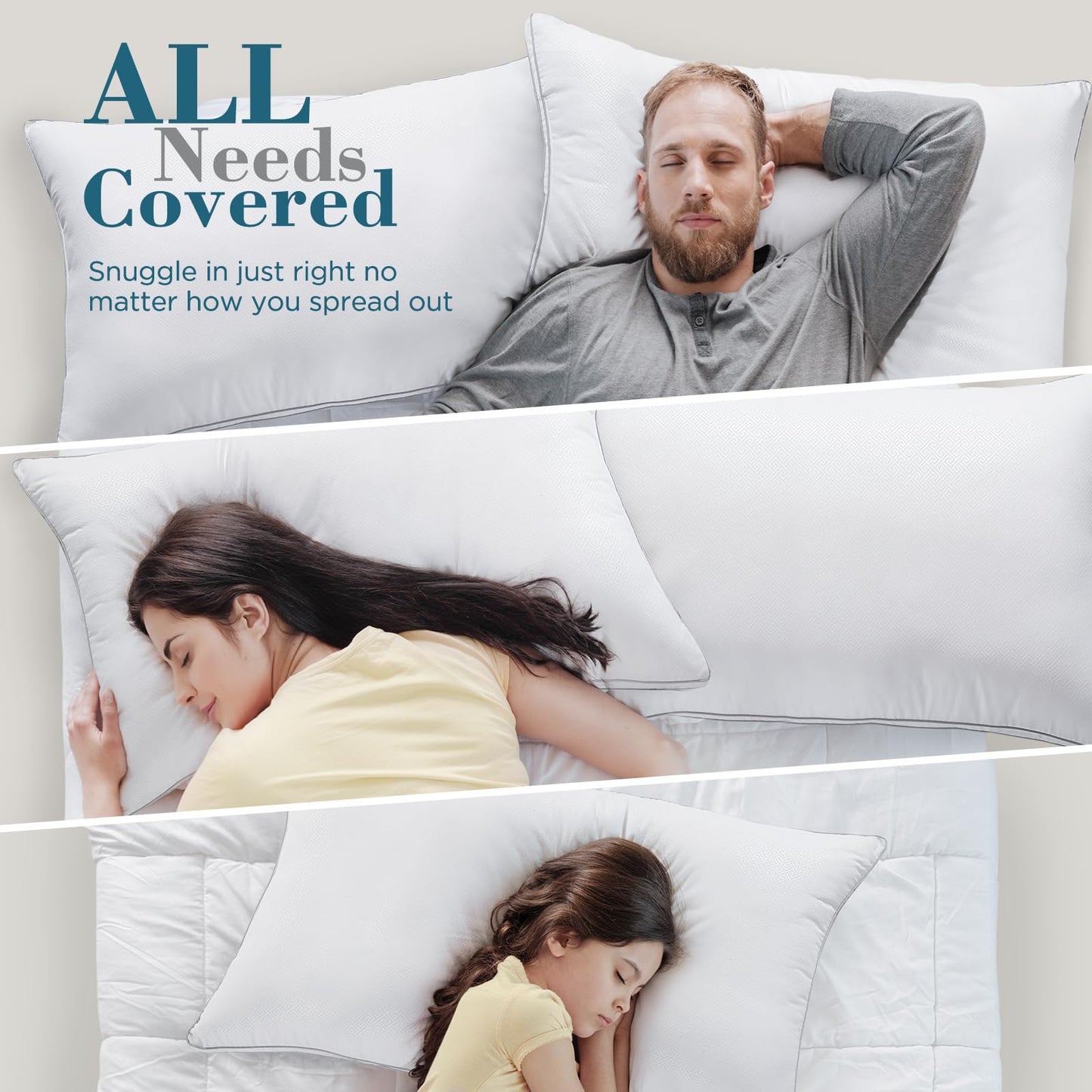 viewstar Bed Pillows Queen Size 2 Pack, Firm Support Gusseted Side Sleeper Hotel Pillow for Back and Stomach Sleeping, White 🍁 All In One Marketplace Canada