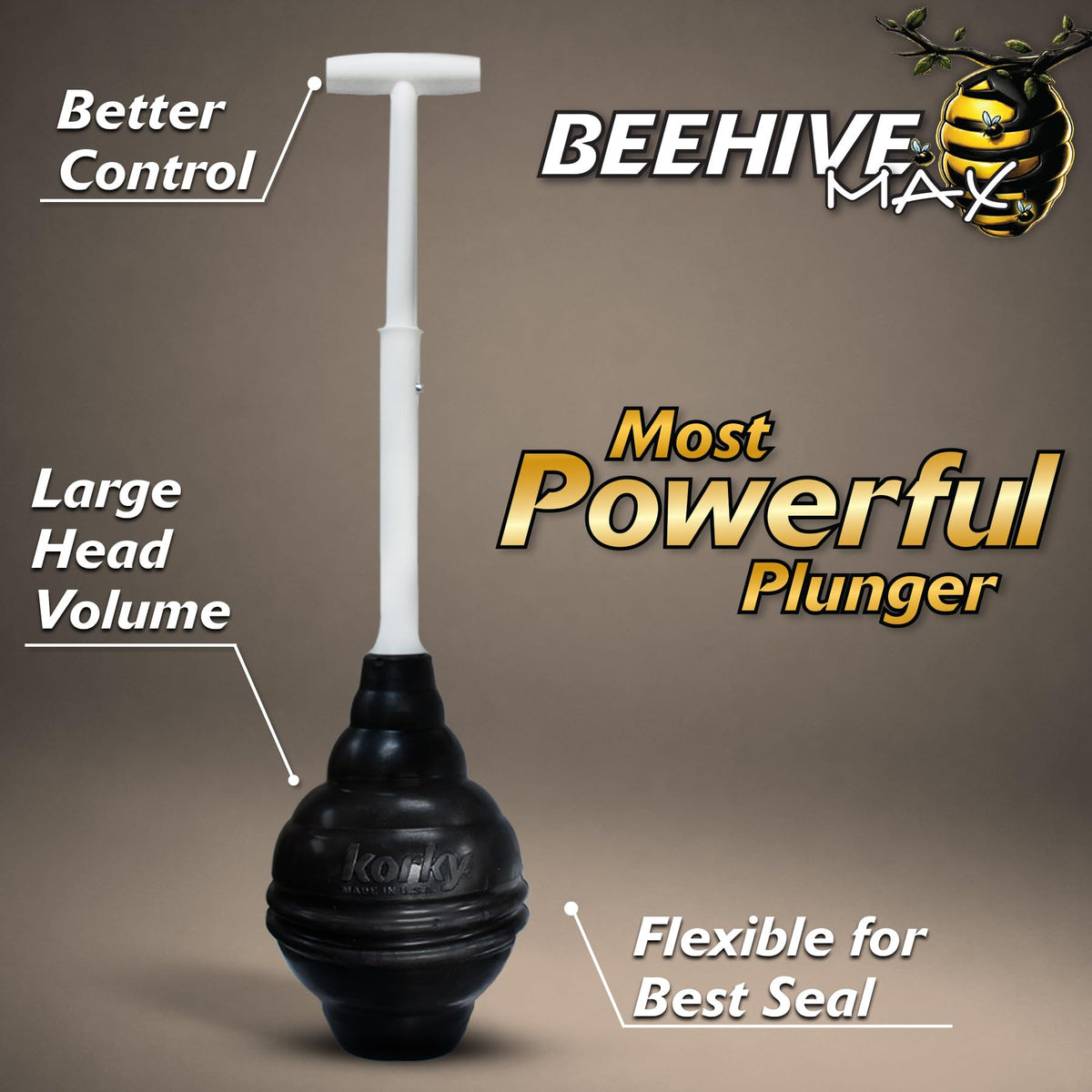 Korky BeehiveMAX Heavy Duty Toilet Plunger - Seals All Bowl Shapes – Powerful Clog Removal 🍁 All In One Marketplace Canada