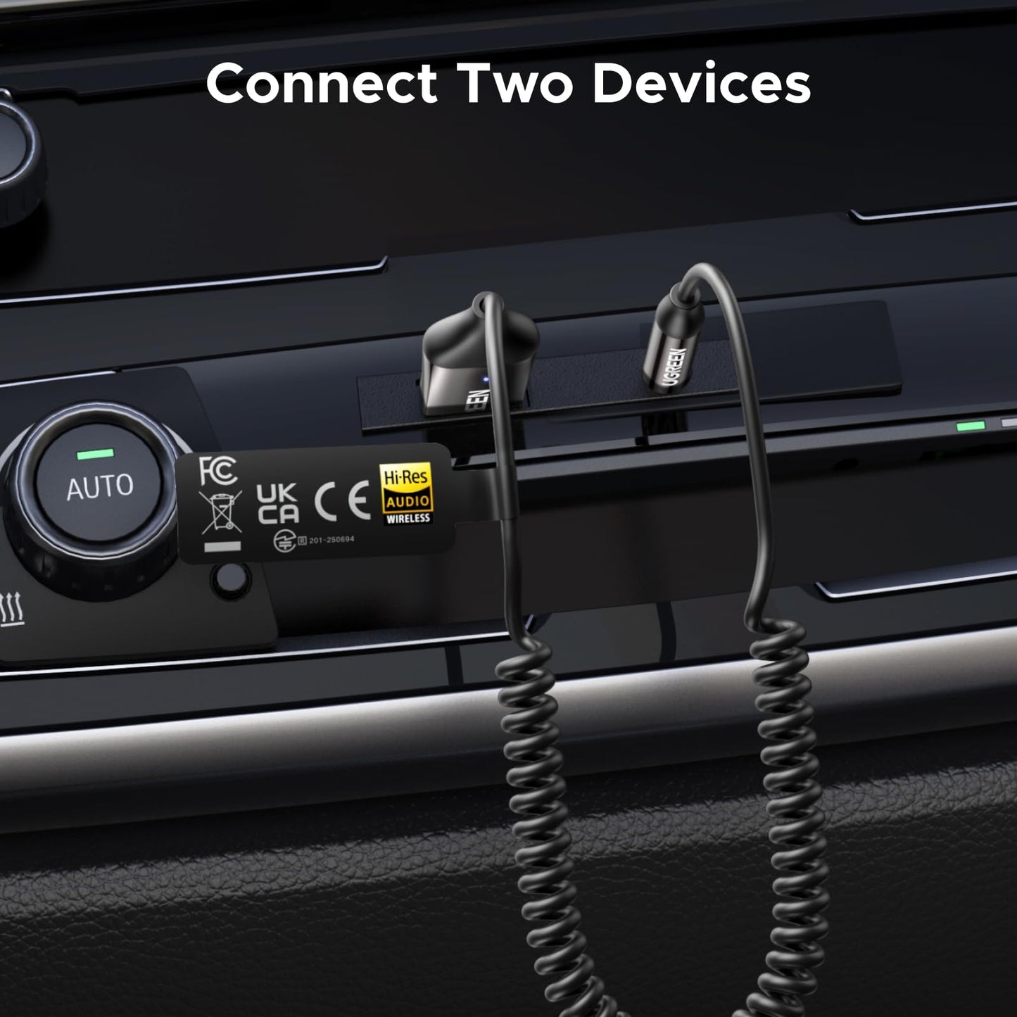 UGREEN Aux to Bluetooth 6.0 Car Adapter with LDAC, 3.5mm Aux Adapter for Auto Built-in Microphone, Car Bluetooth Audio Receiver for Hands-Free Calls Compatible with Car Speaker & Home Audio 🍁 All In One Marketplace Canada