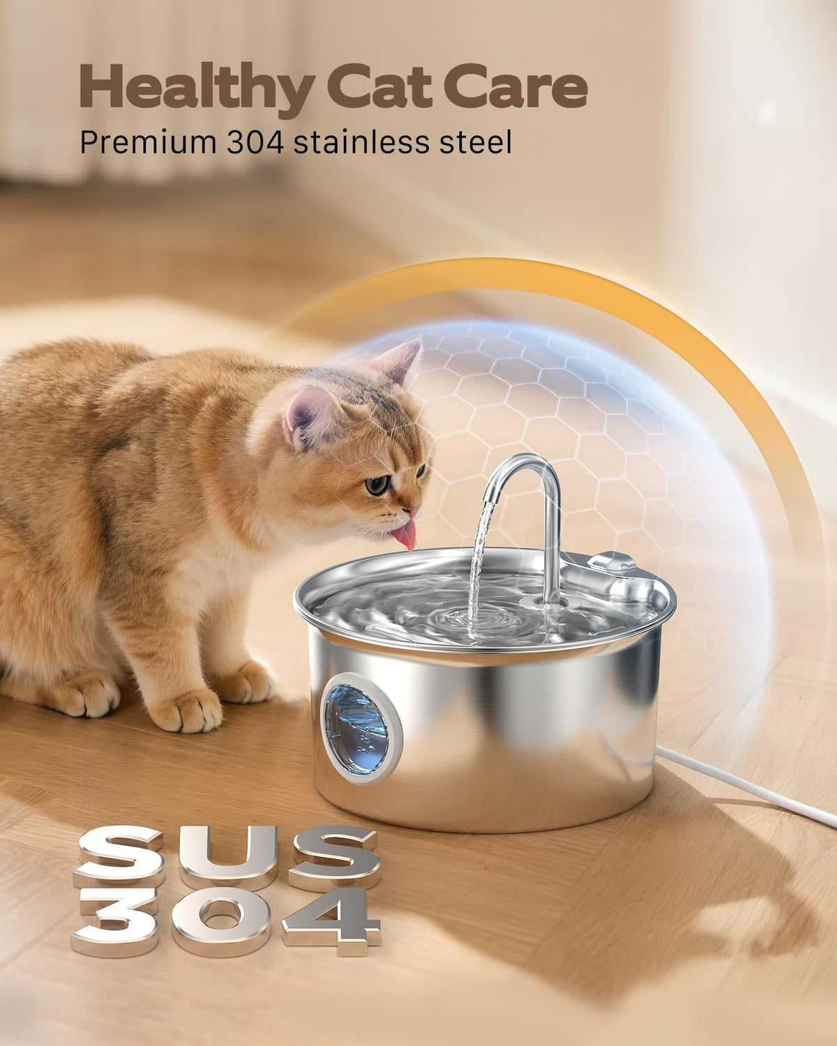 Cat Water Fountain Stainless Steel: Cat Fountain for Drinking - 2.6L Pet Water Fountain Indoor Cats - Quiet Pets Waterer - Cats Water Dispenser - for Small Animals 🍁 All In One Marketplace Canada