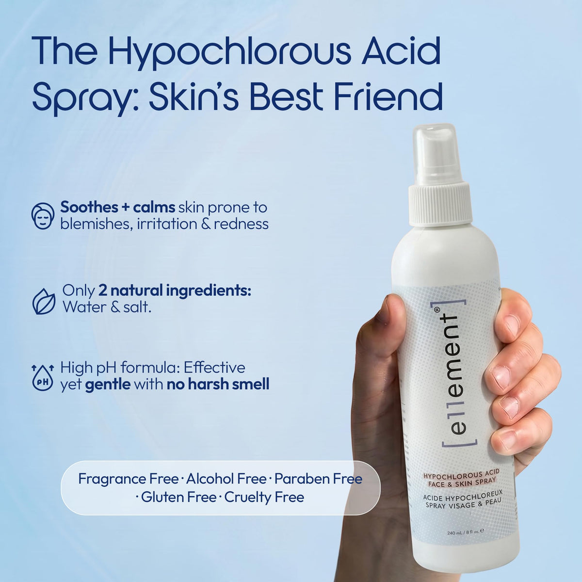 Hypochlorous Acid Spray – Acne Prone Skin – Dry Face – Eczema Prone Skin - Tattoo Aftercare – Piercing Aftercare – Saline Toner – Facial Cleanser – Eye Lash Cleanser - All Natural Face and Skin Spray – Safe for All Skin Types – Hypoallergenic – Cruelty Fr