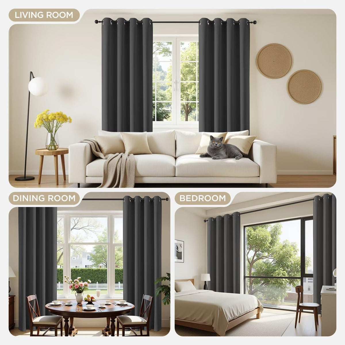 Joydeco Blackout Curtains for Bedroom 2 Panels Set (52"W x 84"L, Dark Grey) 🍁 All In One Marketplace Canada