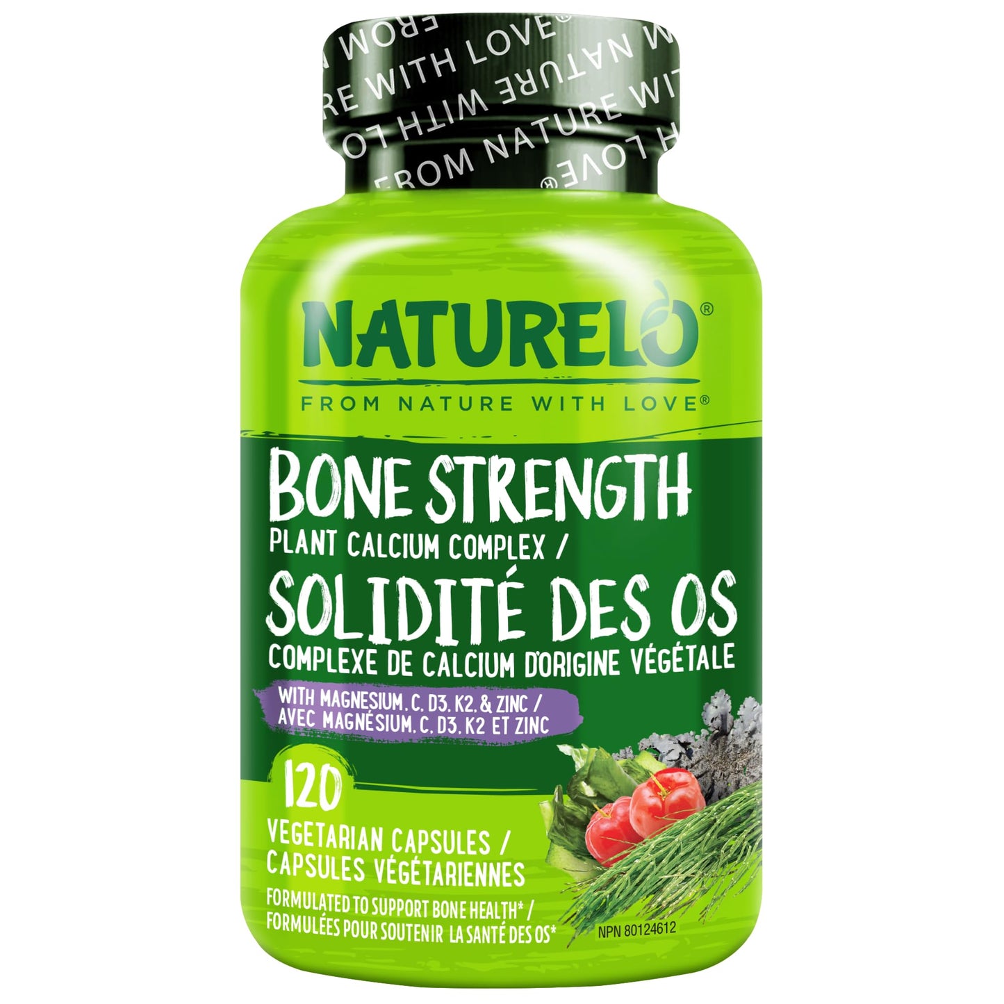 NATURELO Calcium Supplement with Vitamin C, D3, K2, Magnesium & Zinc for Bone Strength, 120 Vegetarian Capsules, with Plant-Based Calcium 600mg, Non-GMO, Soy & Gluten-Free 🍁 All In One Marketplace Canada