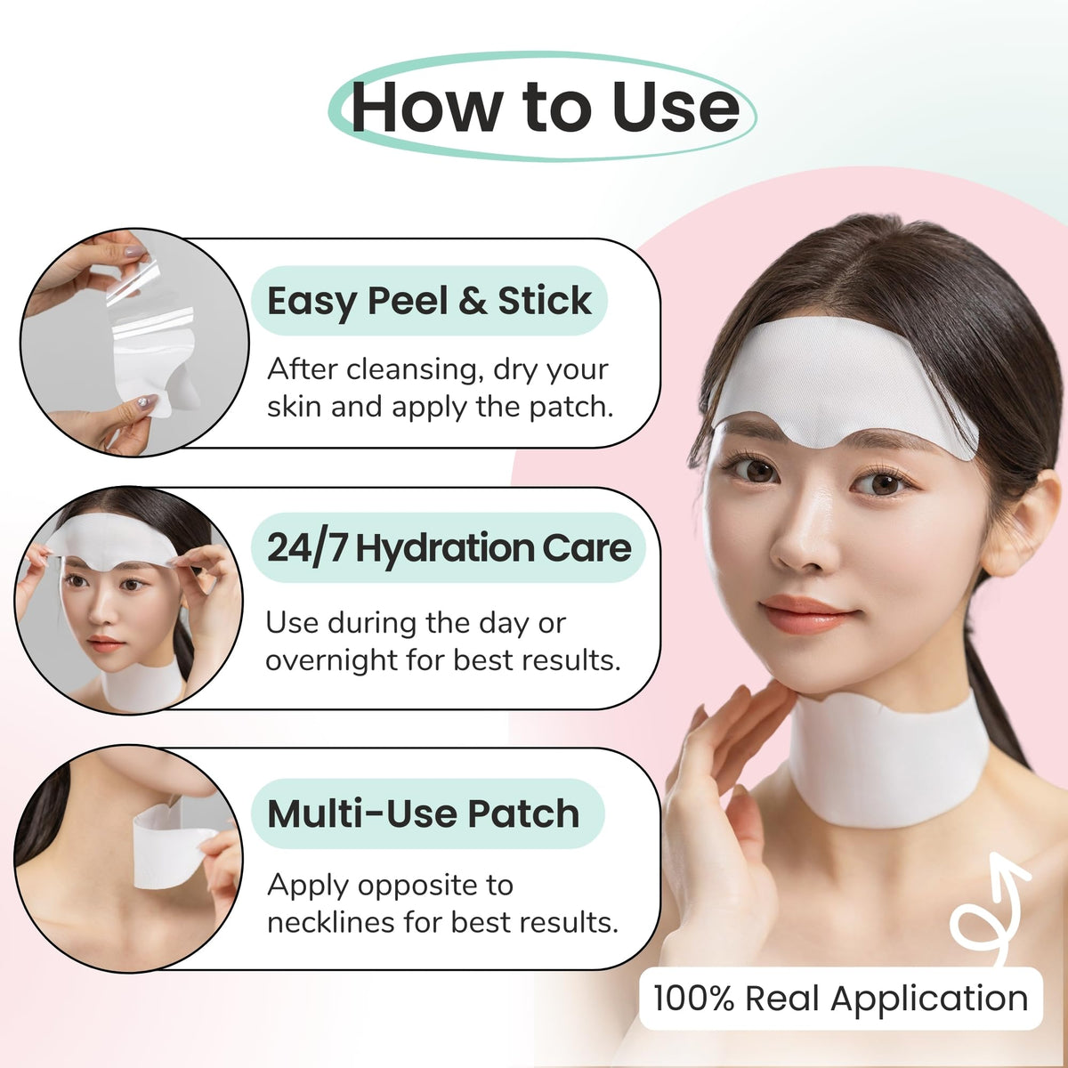 Petite Pluie Overnight Use Advanced Canadian Forehead Smoothing Patches - Premium Hydrogel Non-Sticky Hydration Collagen Face Mask - Superior Adhesion with Extra Large Size for Necklines & Frown Lines Treatment, Made in Korea, 10 Count